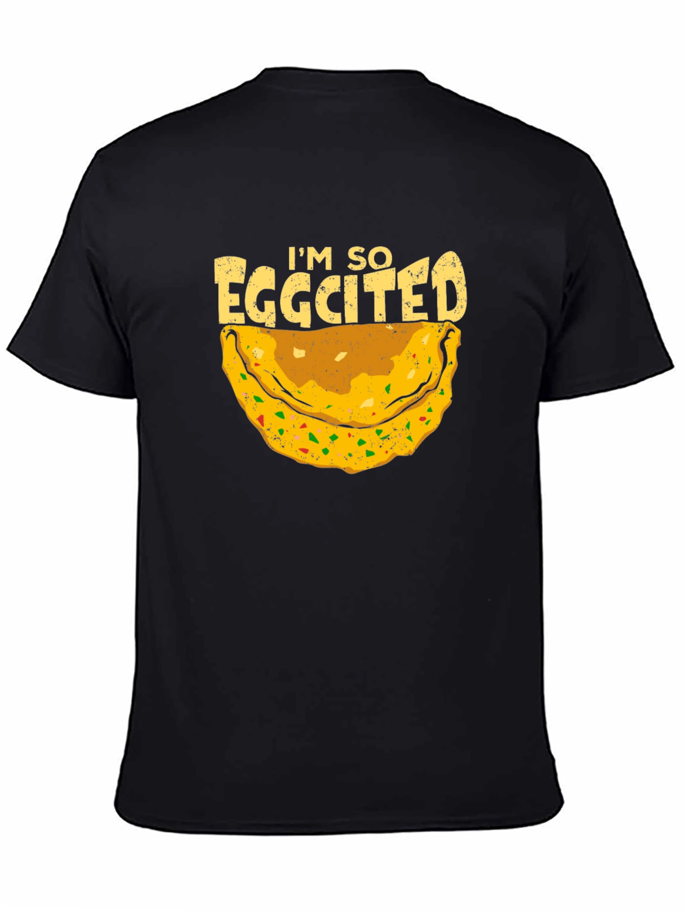 Eggcited Black T-Shirt - Funny Foodie Tee
