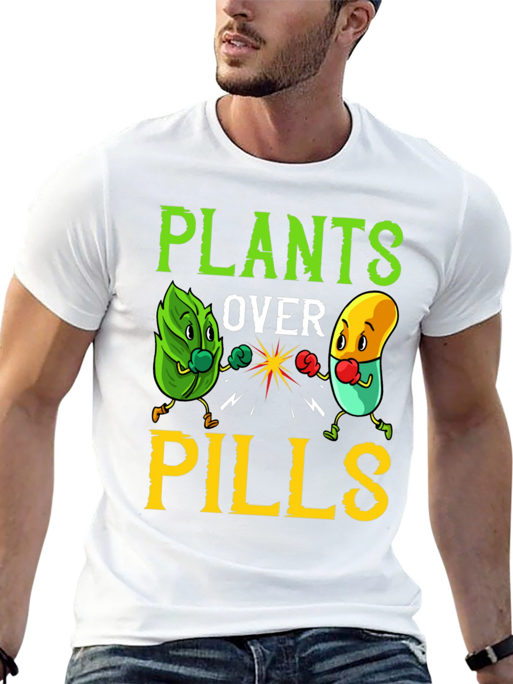 Plants Over Pills Graphic Tee - Healthy Lifestyle Shirt