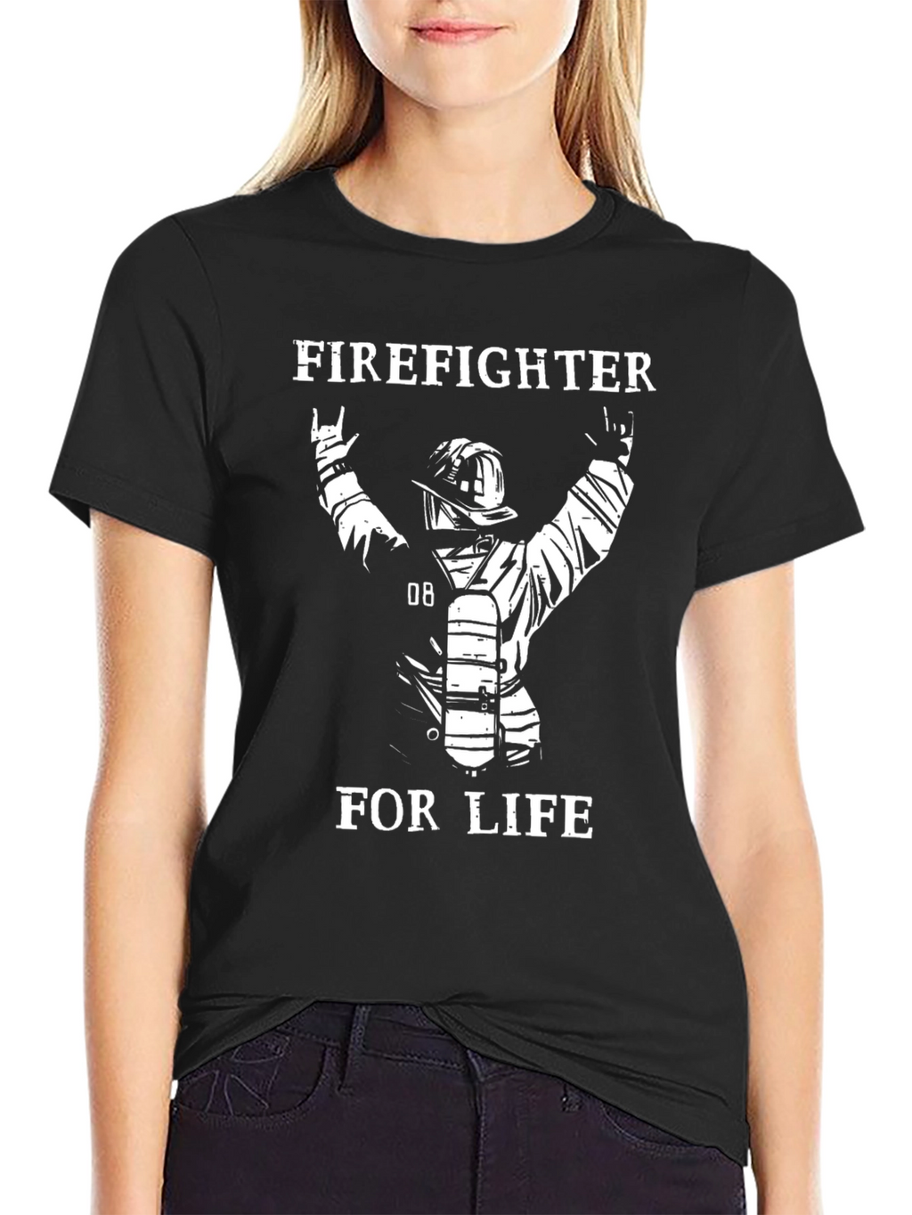 Firefighter For Life T-Shirt - Black