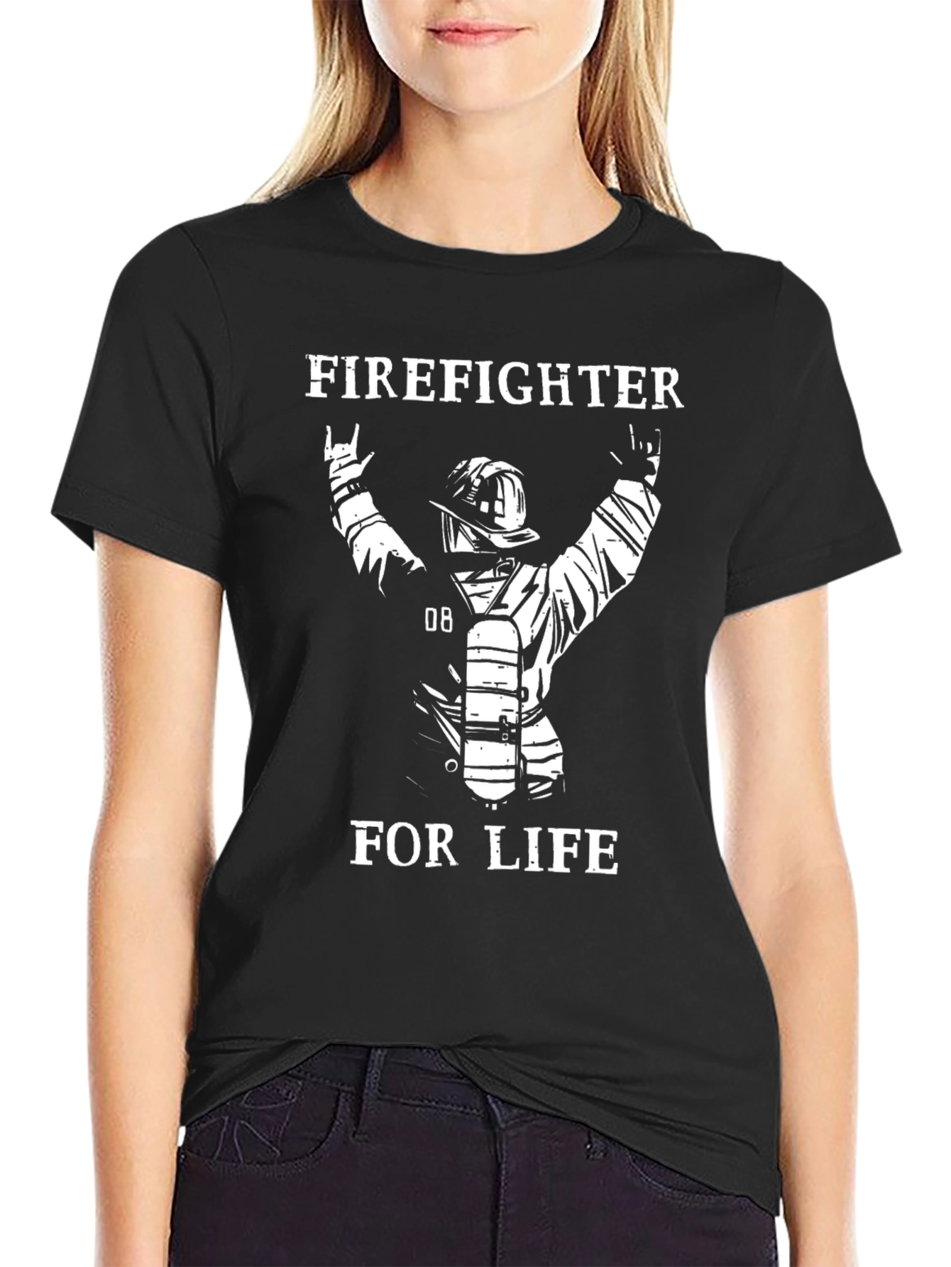 Firefighter For Life T-Shirt - Black