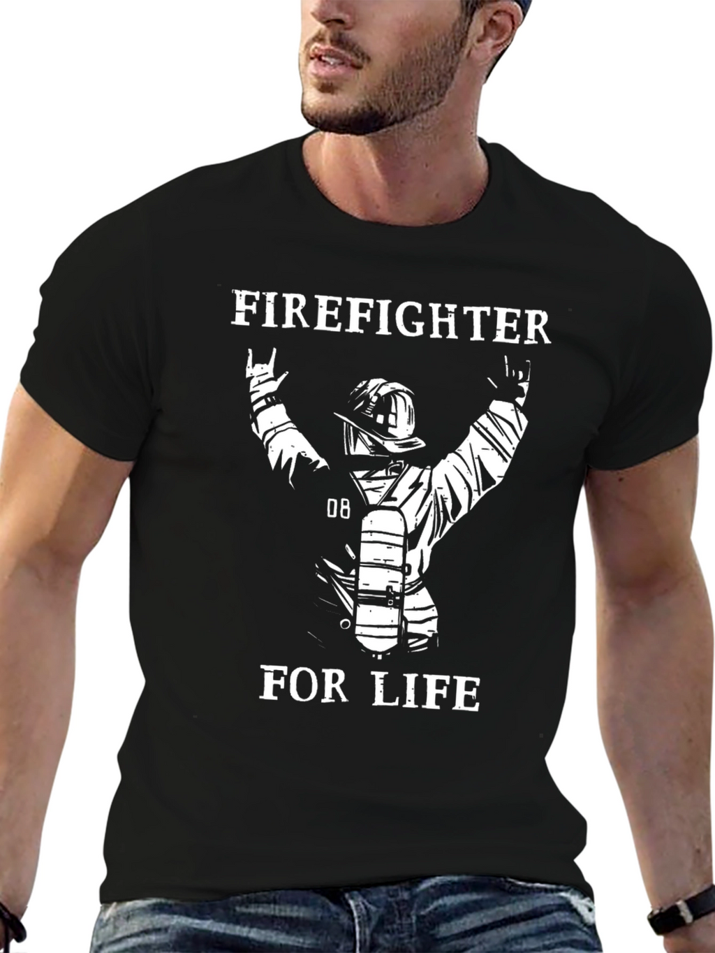 Firefighter For Life T-Shirt - Black