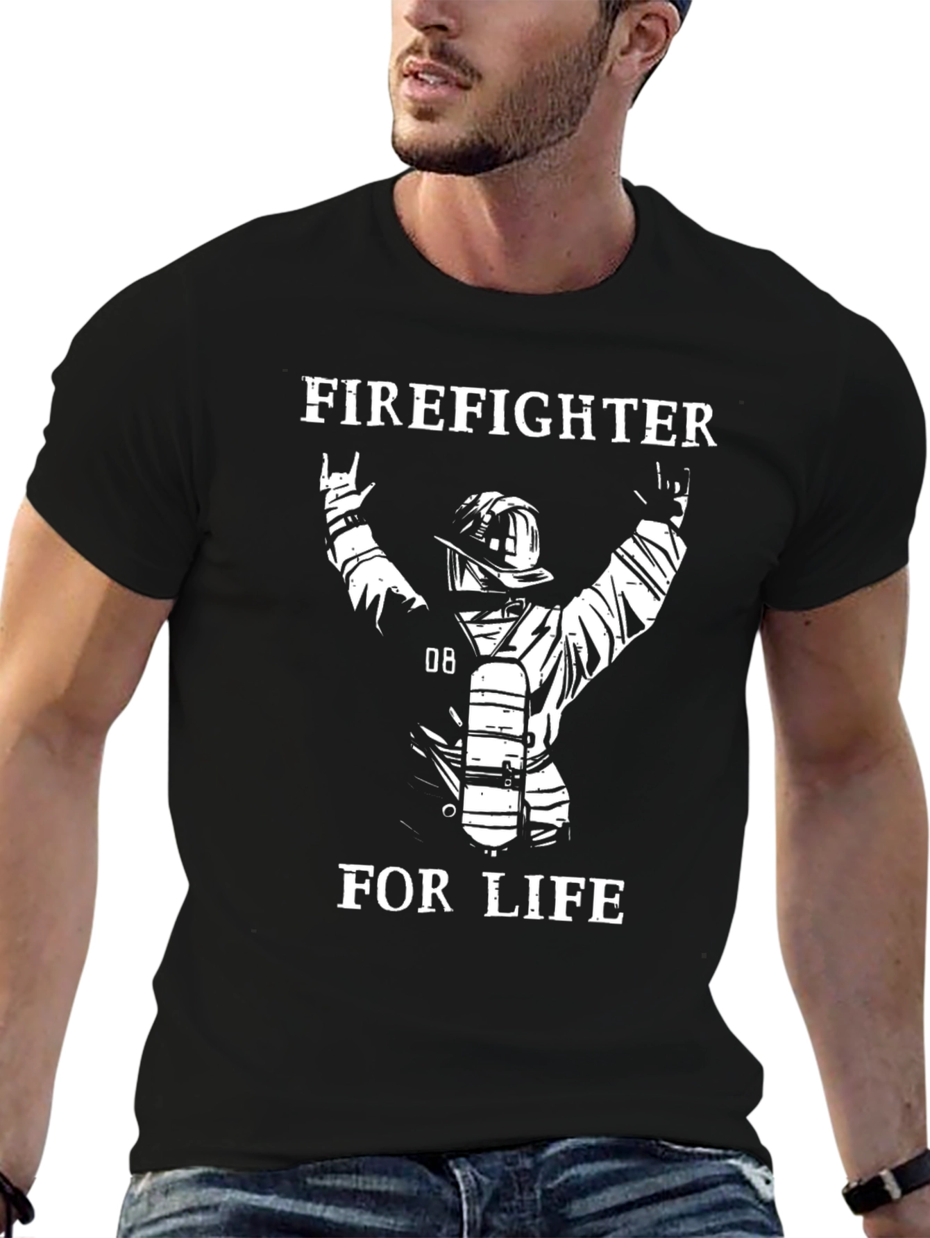 Firefighter For Life T-Shirt - Black
