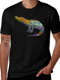 Geometric Alligator Graphic Tee - Modern Style