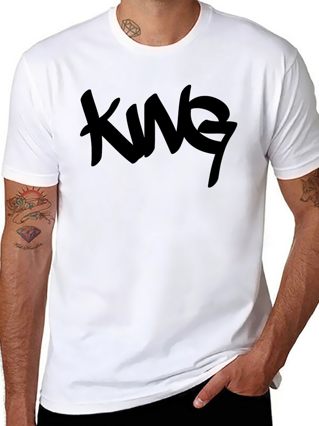 King Graphic Print Mens Black T-Shirt