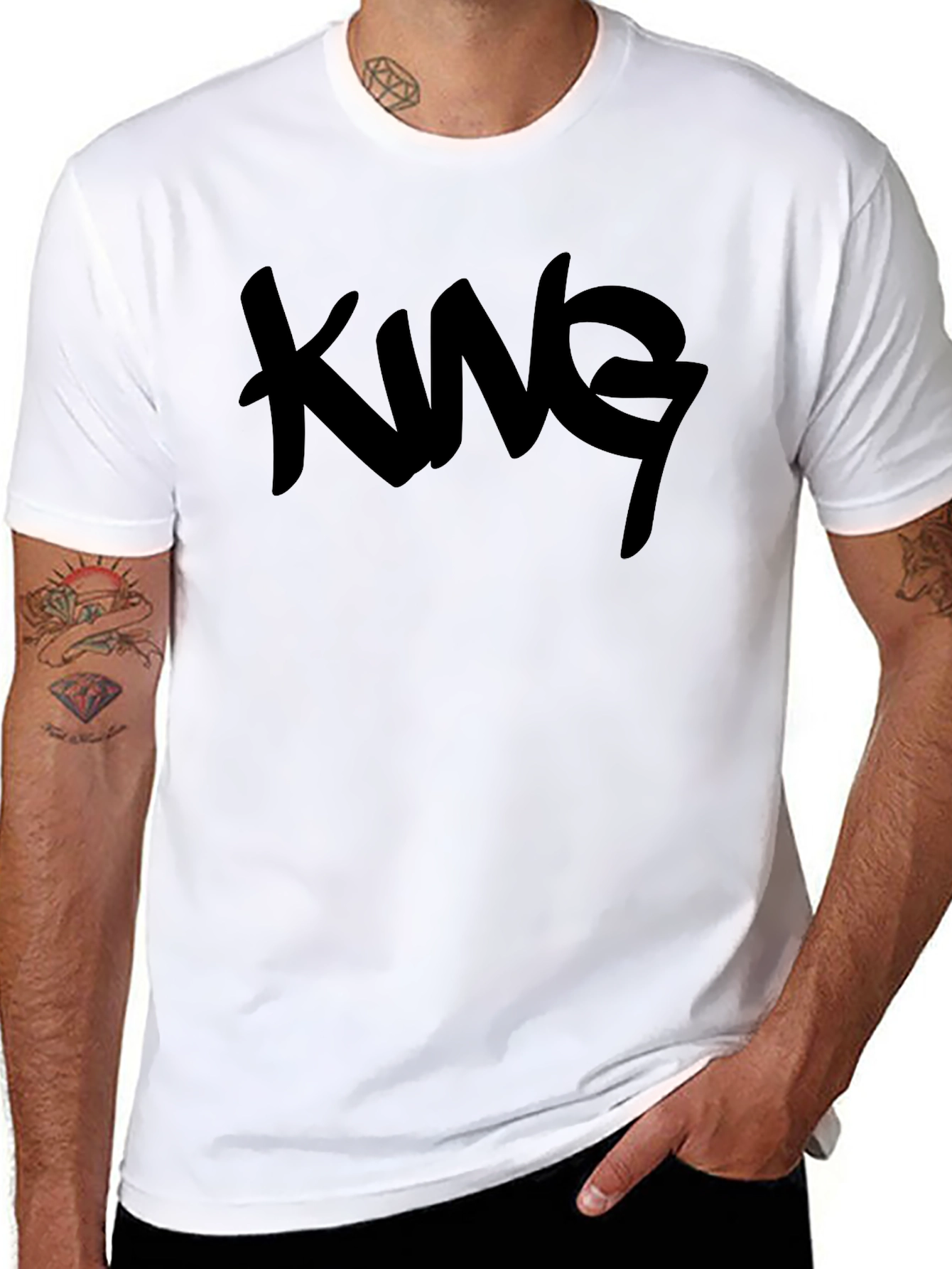 King Graphic Print Mens Black T-Shirt