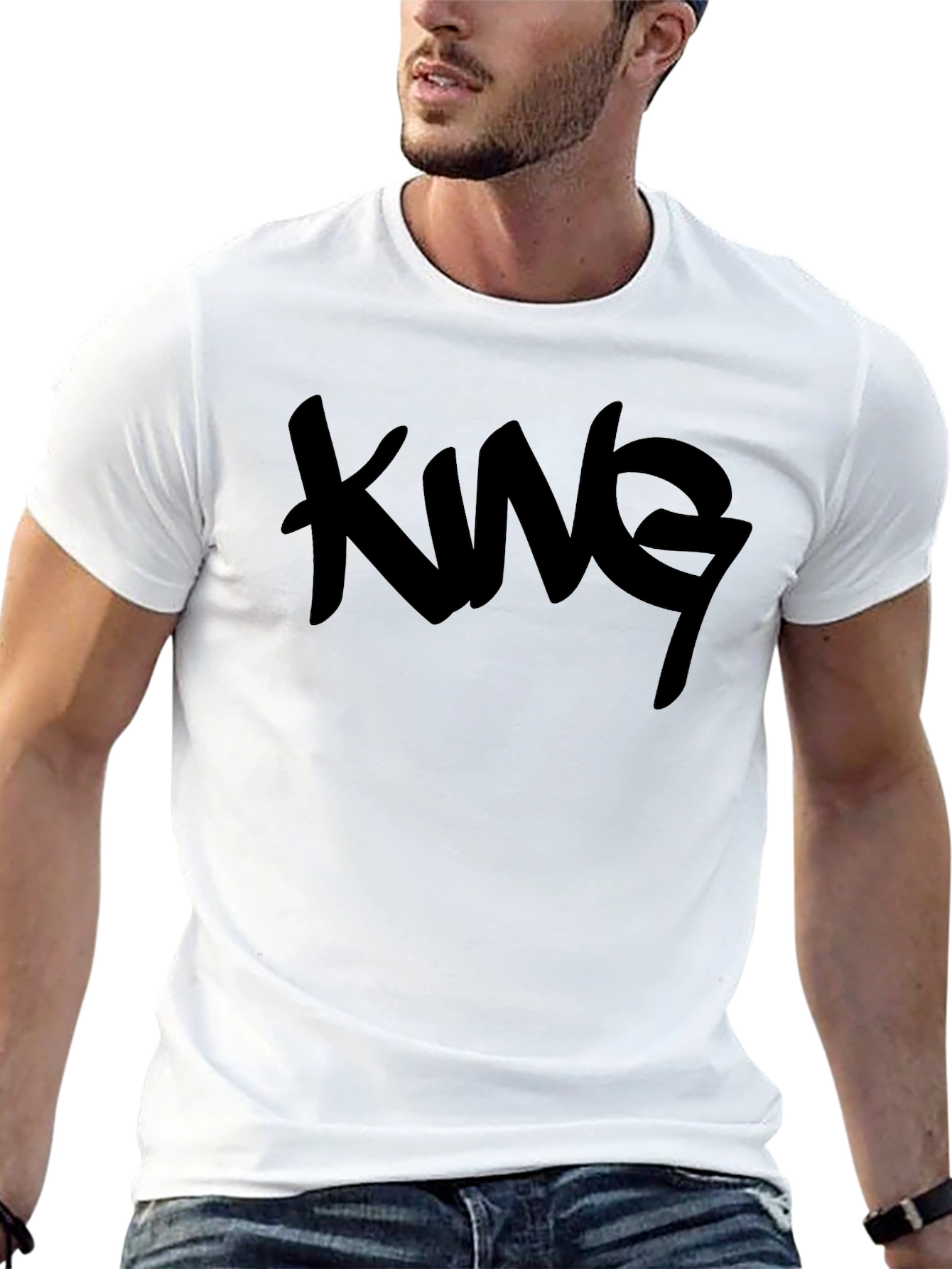King Graphic Print Mens Black T-Shirt