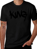 King Graphic Print Mens Black T-Shirt