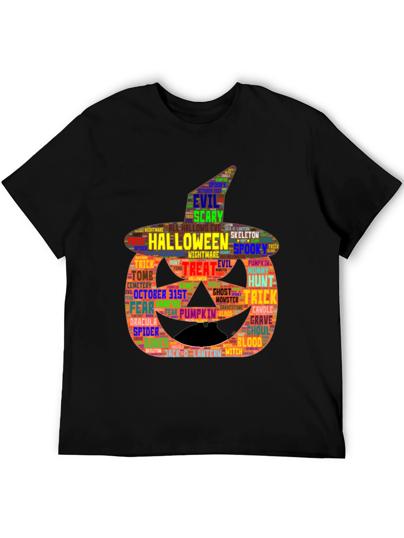 Halloween Word Art Pumpkin T-Shirt