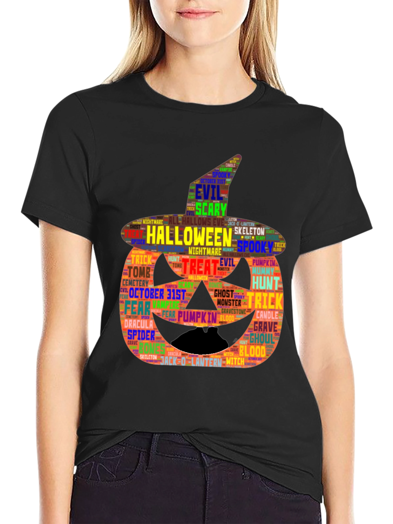 Halloween Word Art Pumpkin T-Shirt