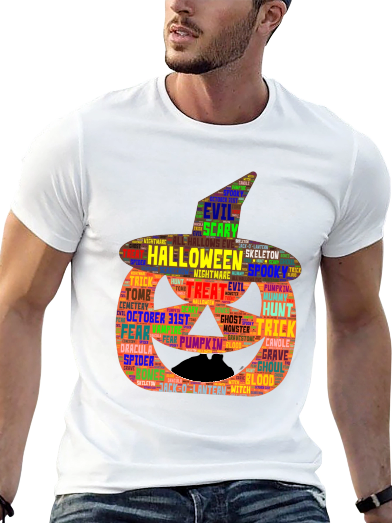 Halloween Word Art Pumpkin T-Shirt