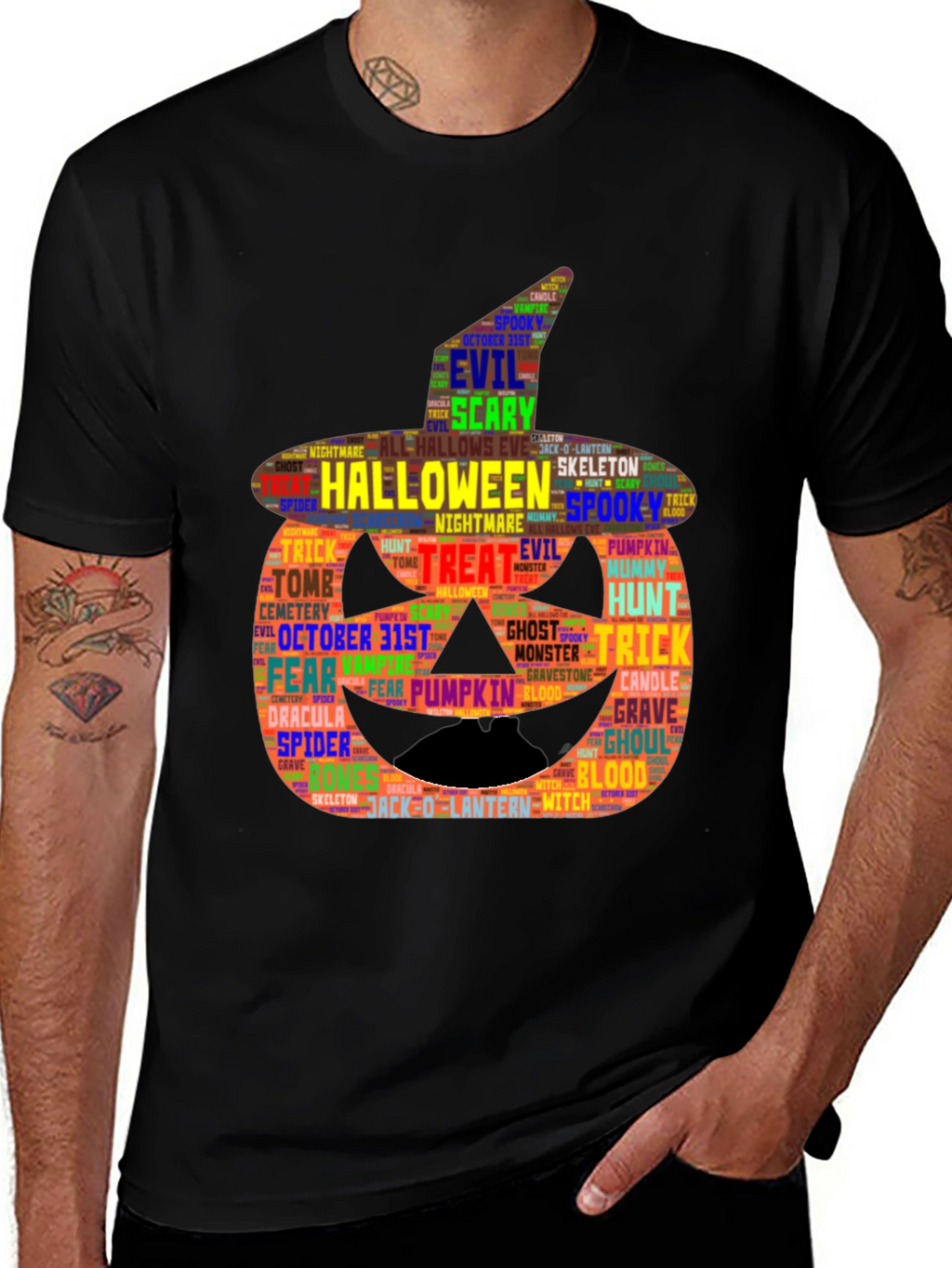 Halloween Word Art Pumpkin T-Shirt