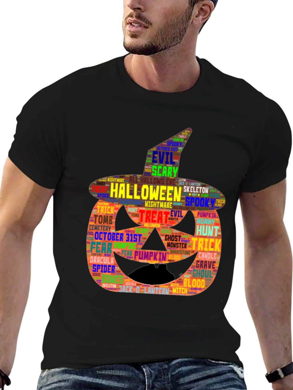 Halloween Word Art Pumpkin T-Shirt