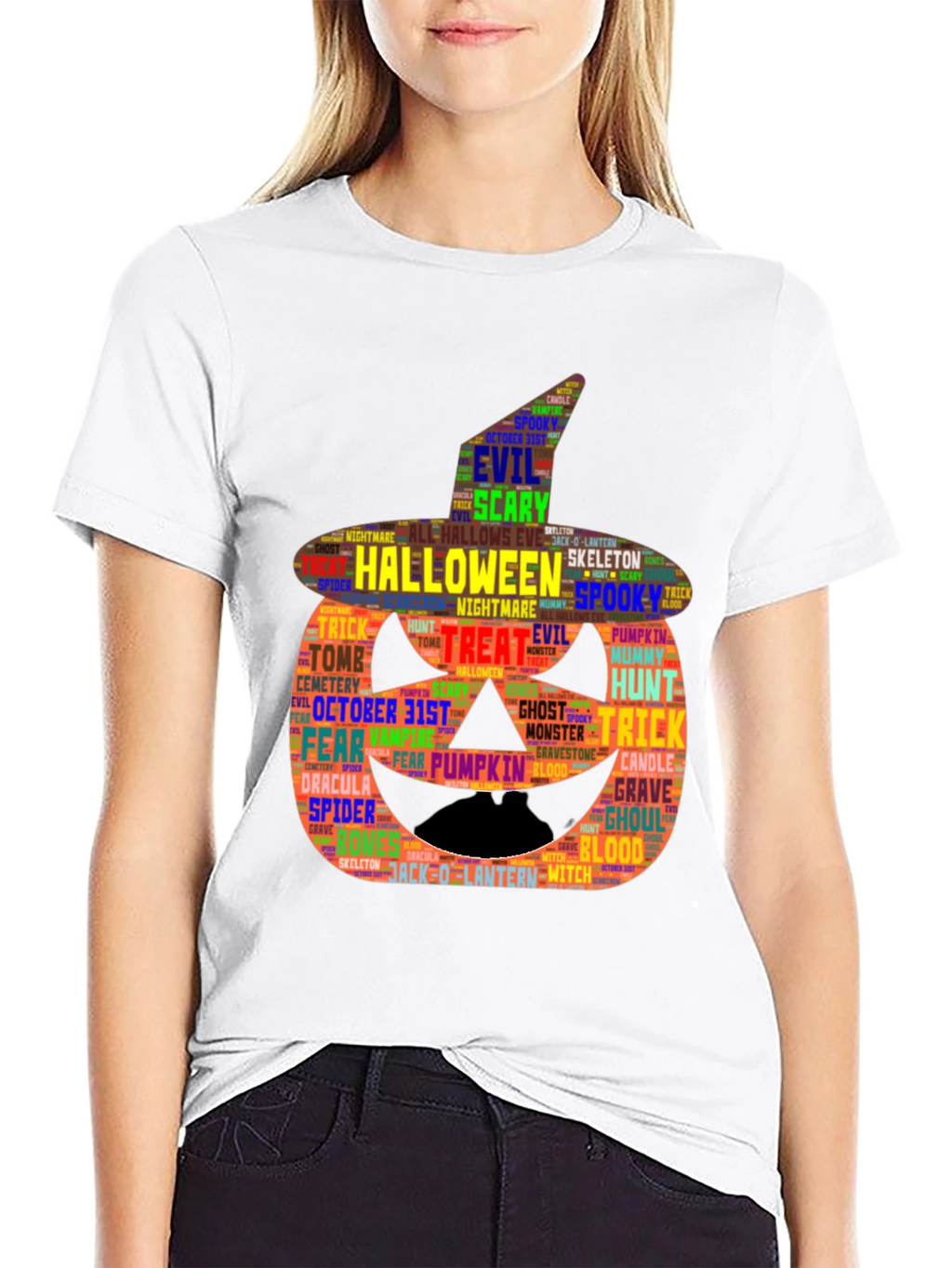 Halloween Word Art Pumpkin T-Shirt