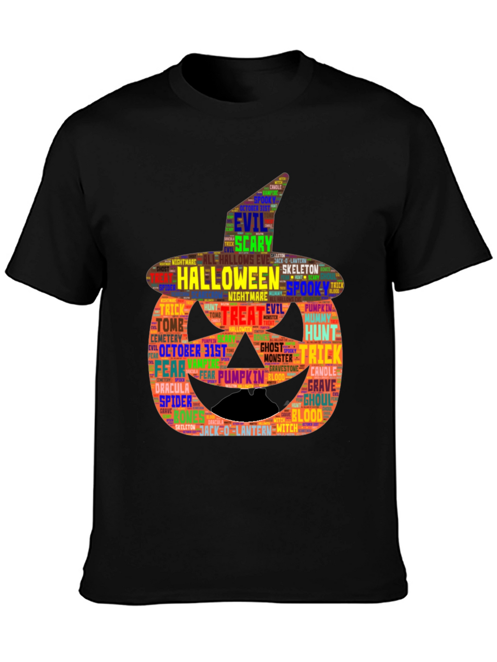 Halloween Word Art Pumpkin T-Shirt