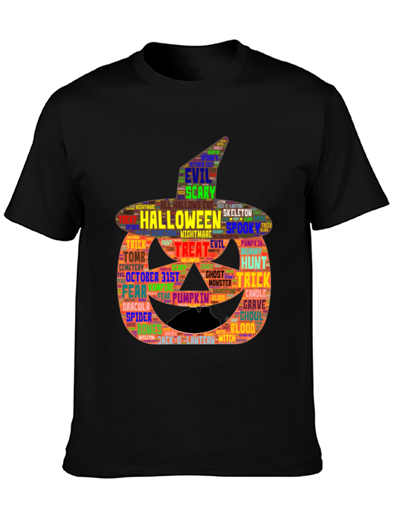 Halloween Word Art Pumpkin T-Shirt
