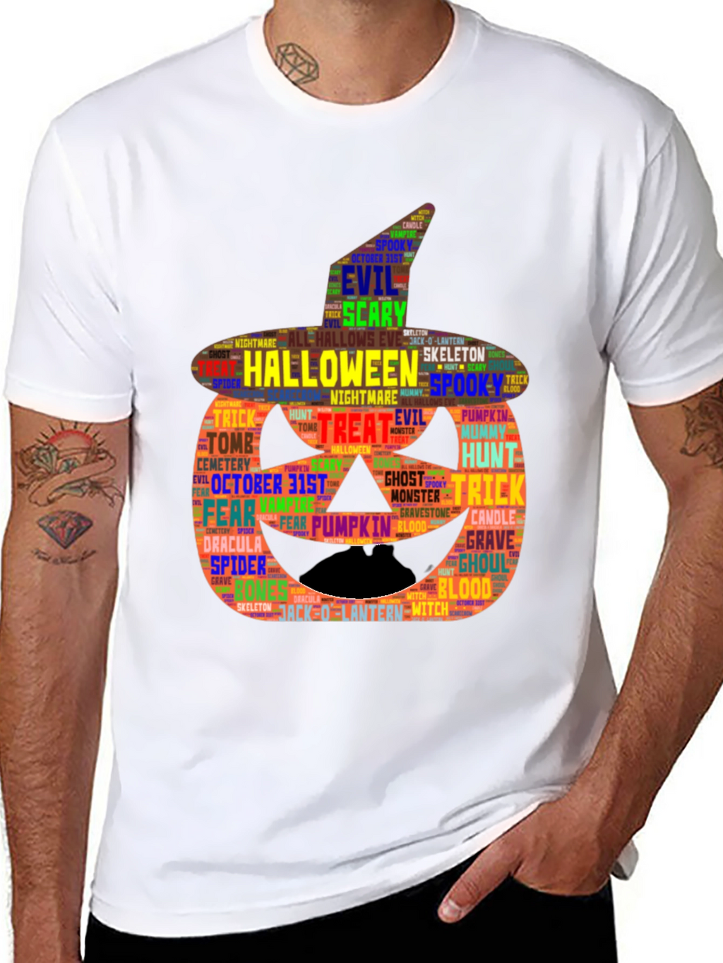 Halloween Word Art Pumpkin T-Shirt