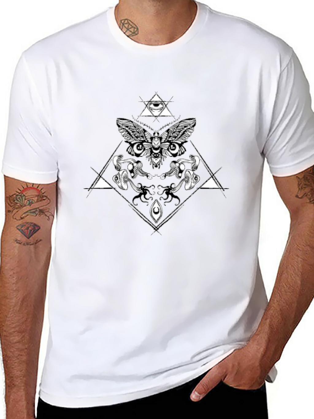 Occult Moth Graphic Tee - Black Cotton T-Shirt