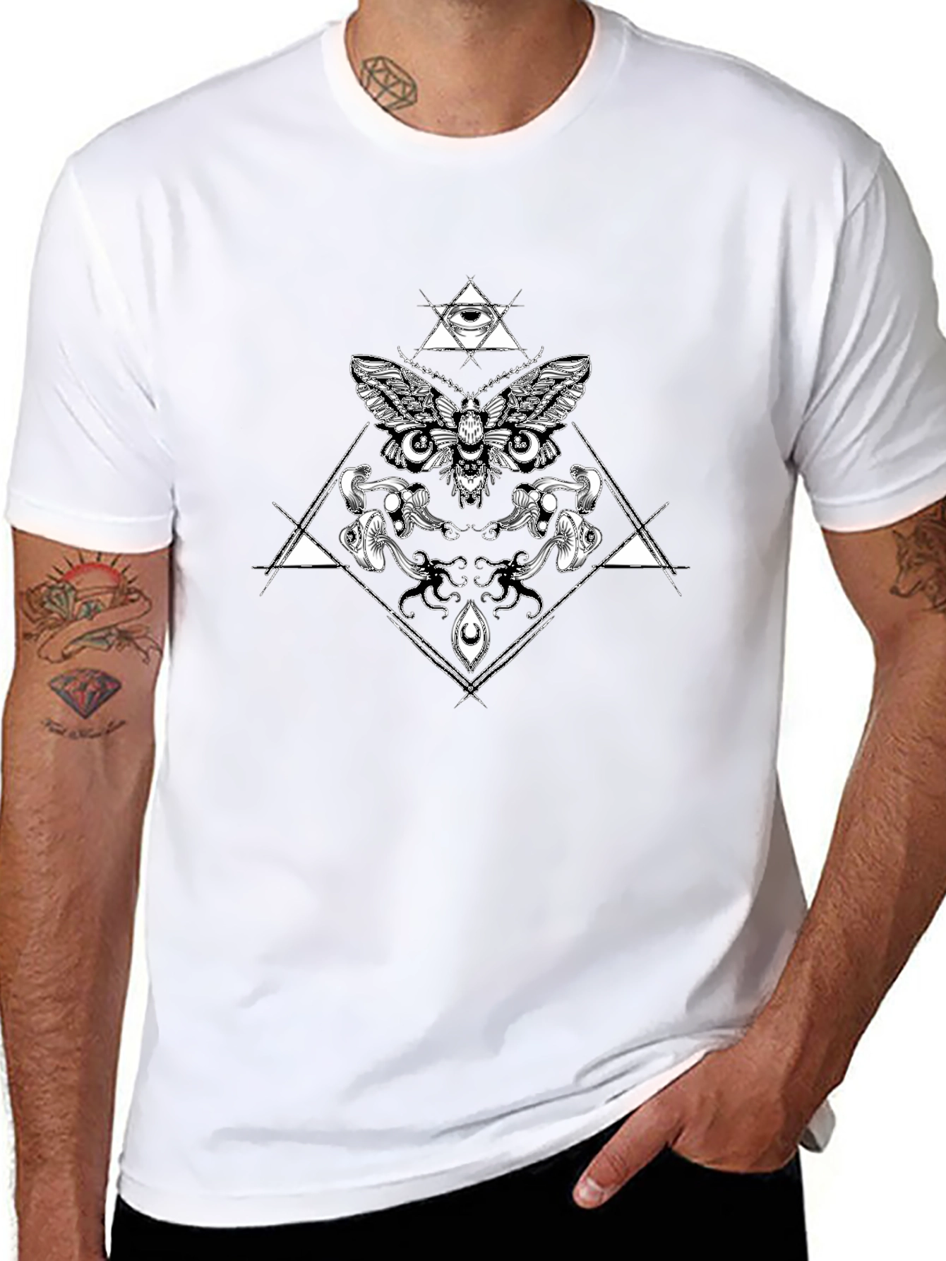 Occult Moth Graphic Tee - Black Cotton T-Shirt
