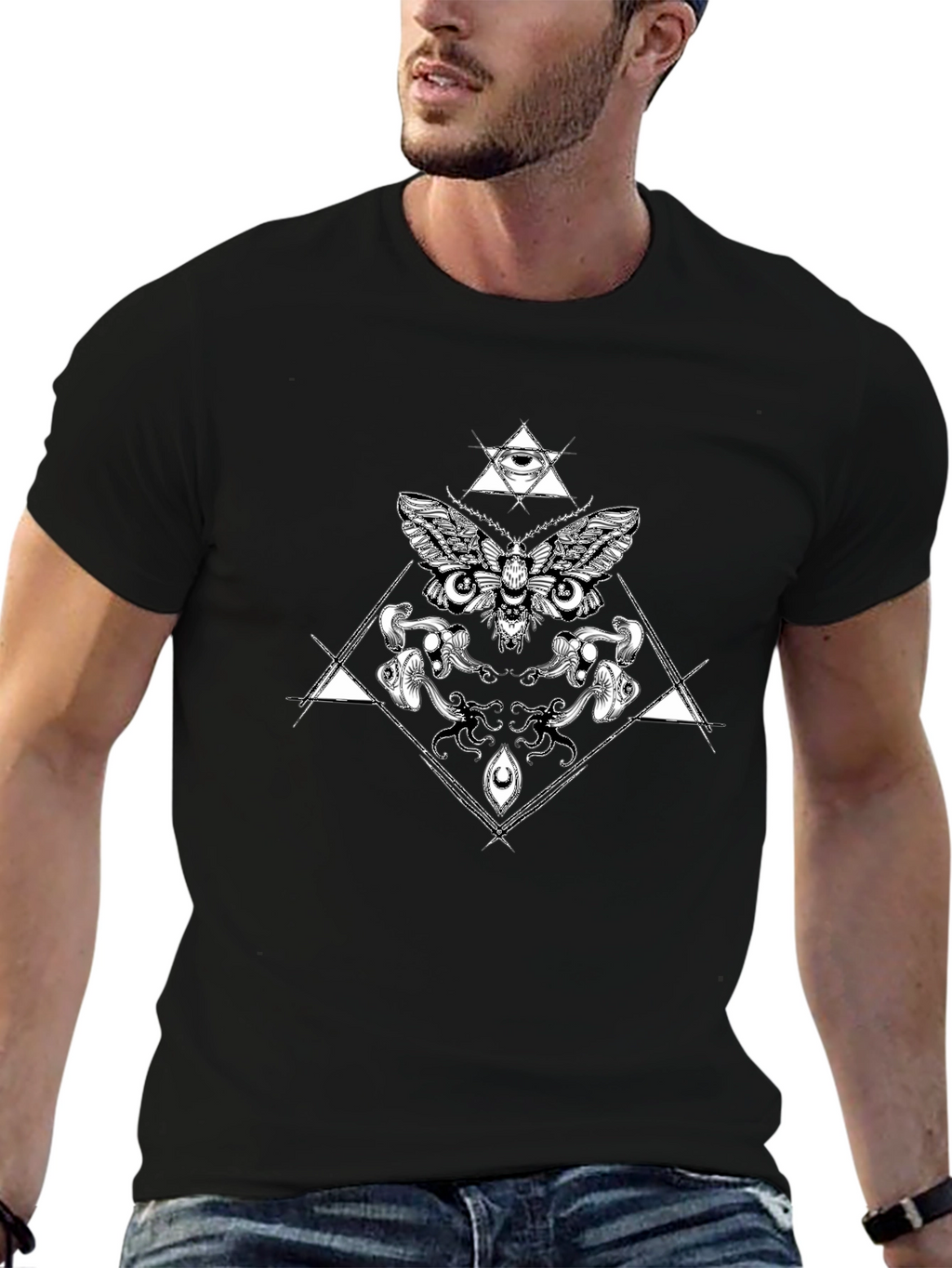 Occult Moth Graphic Tee - Black Cotton T-Shirt