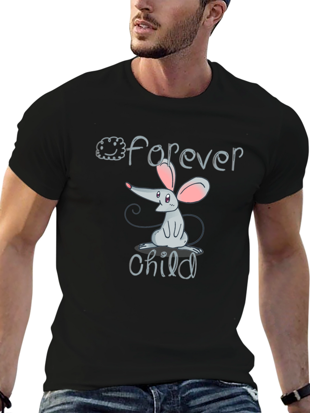 Forever Child Mouse Graphic Black T-Shirt