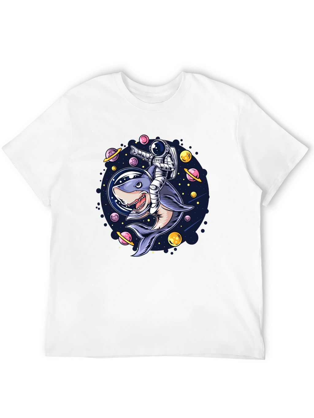 Astronaut Shark Rider Graphic Tee