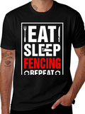 Eat Sleep Fencing Repeat T-Shirt - Black Graphic Tee