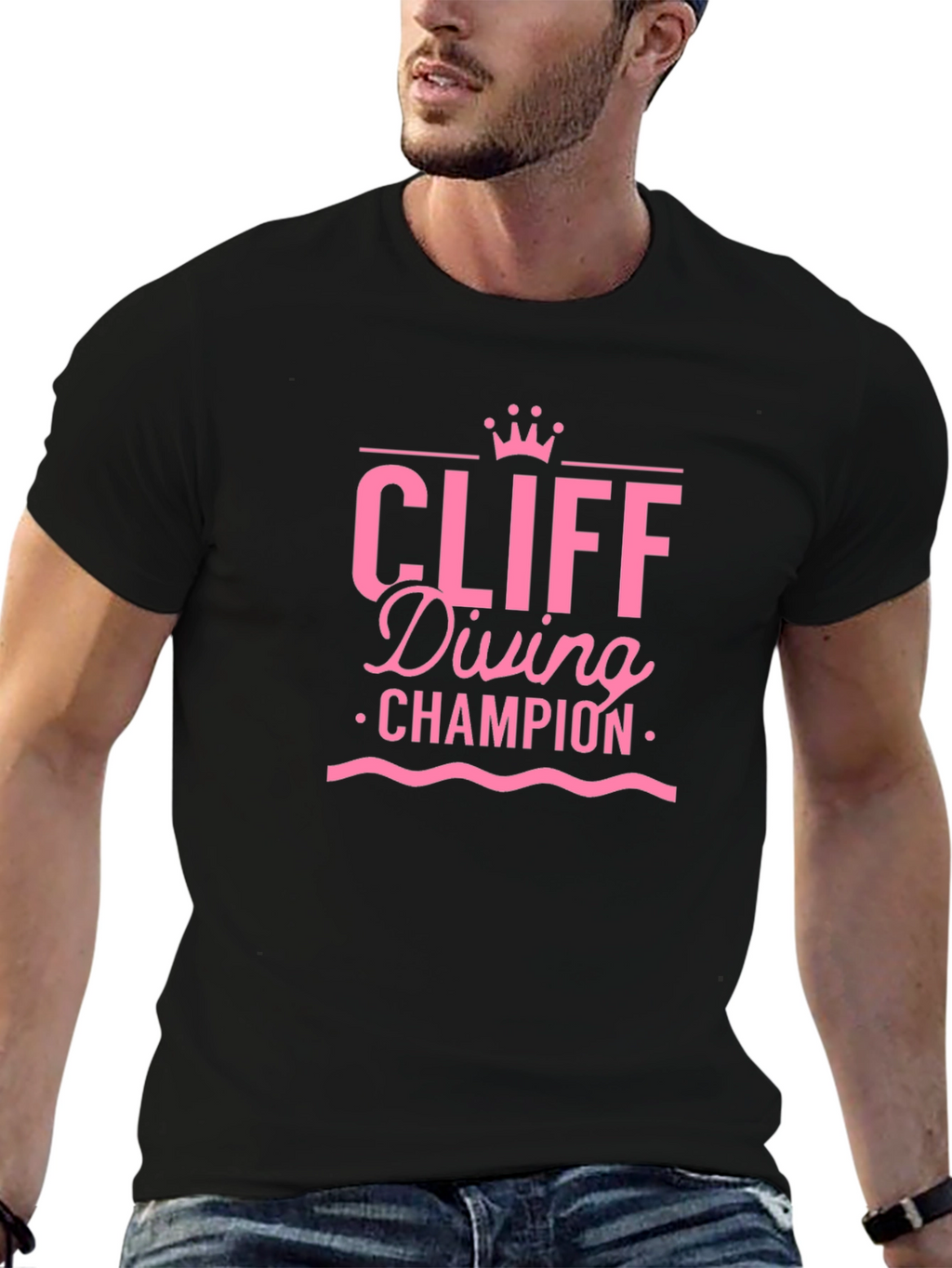 Cliff Diving Champion Graphic Tee - Black
