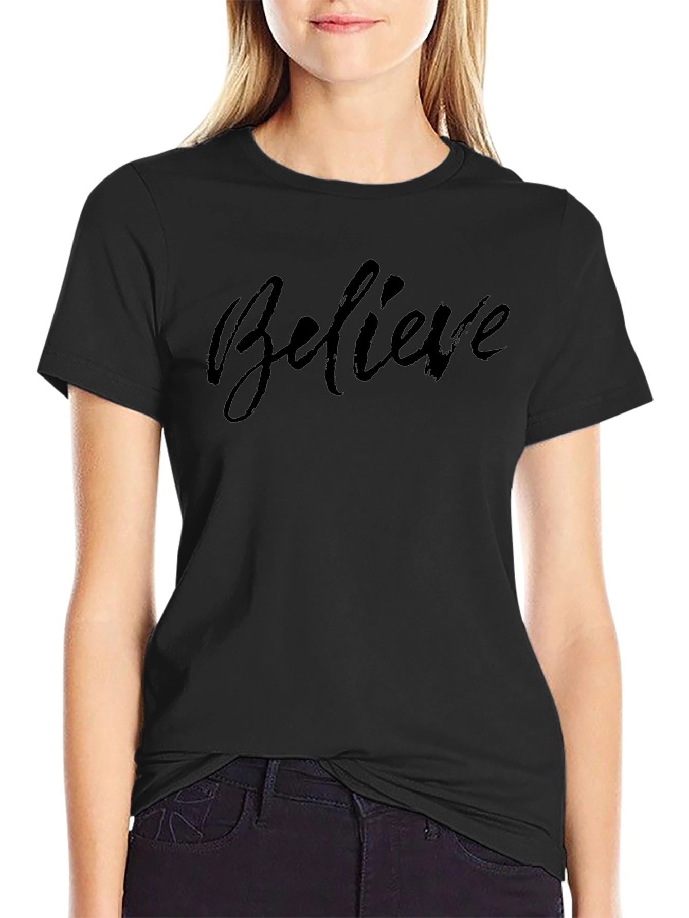 Believe Black Graphic T-Shirt