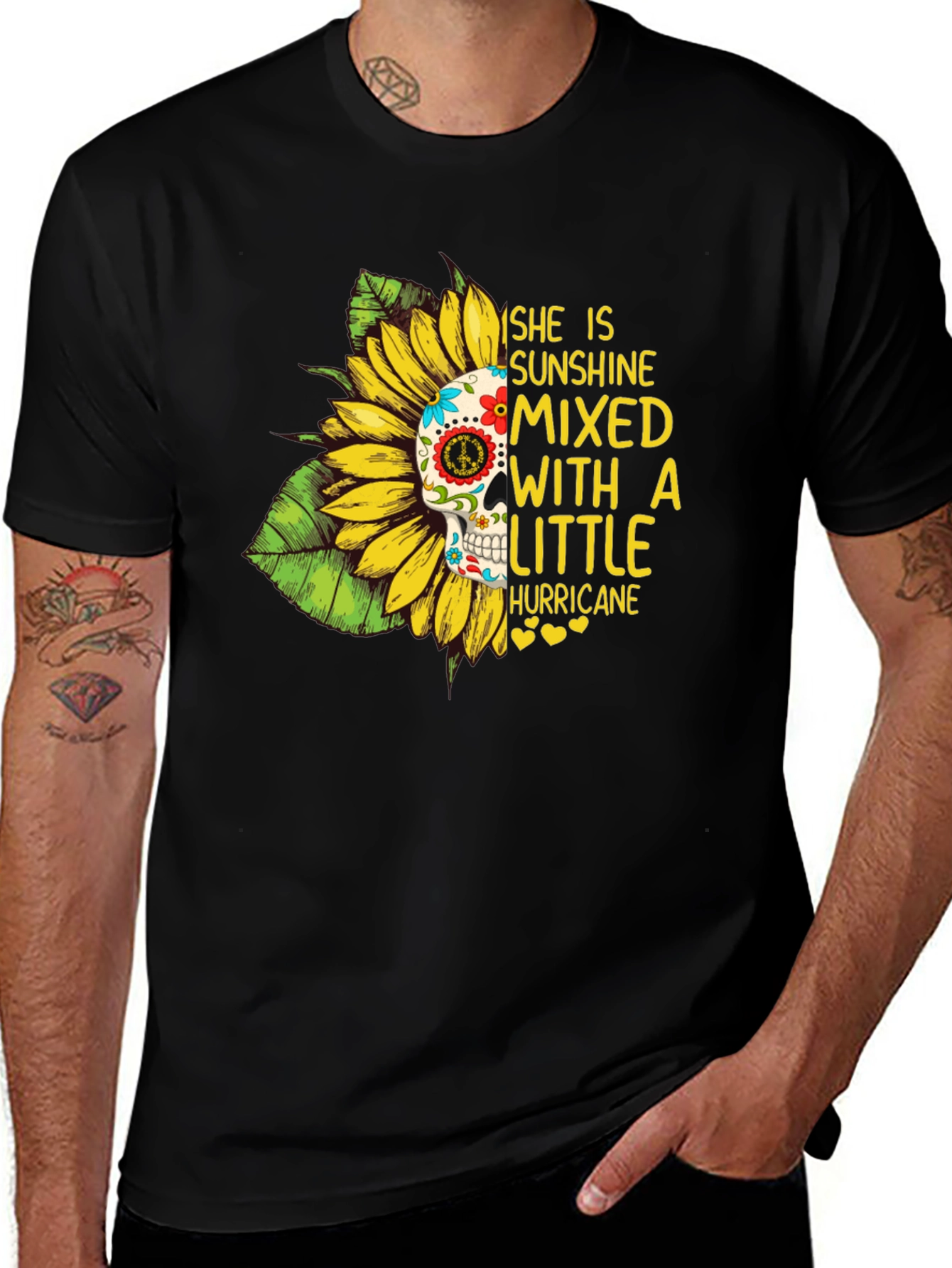 Sunflower Skull Graphic Tee - Sunshine & Hurricane