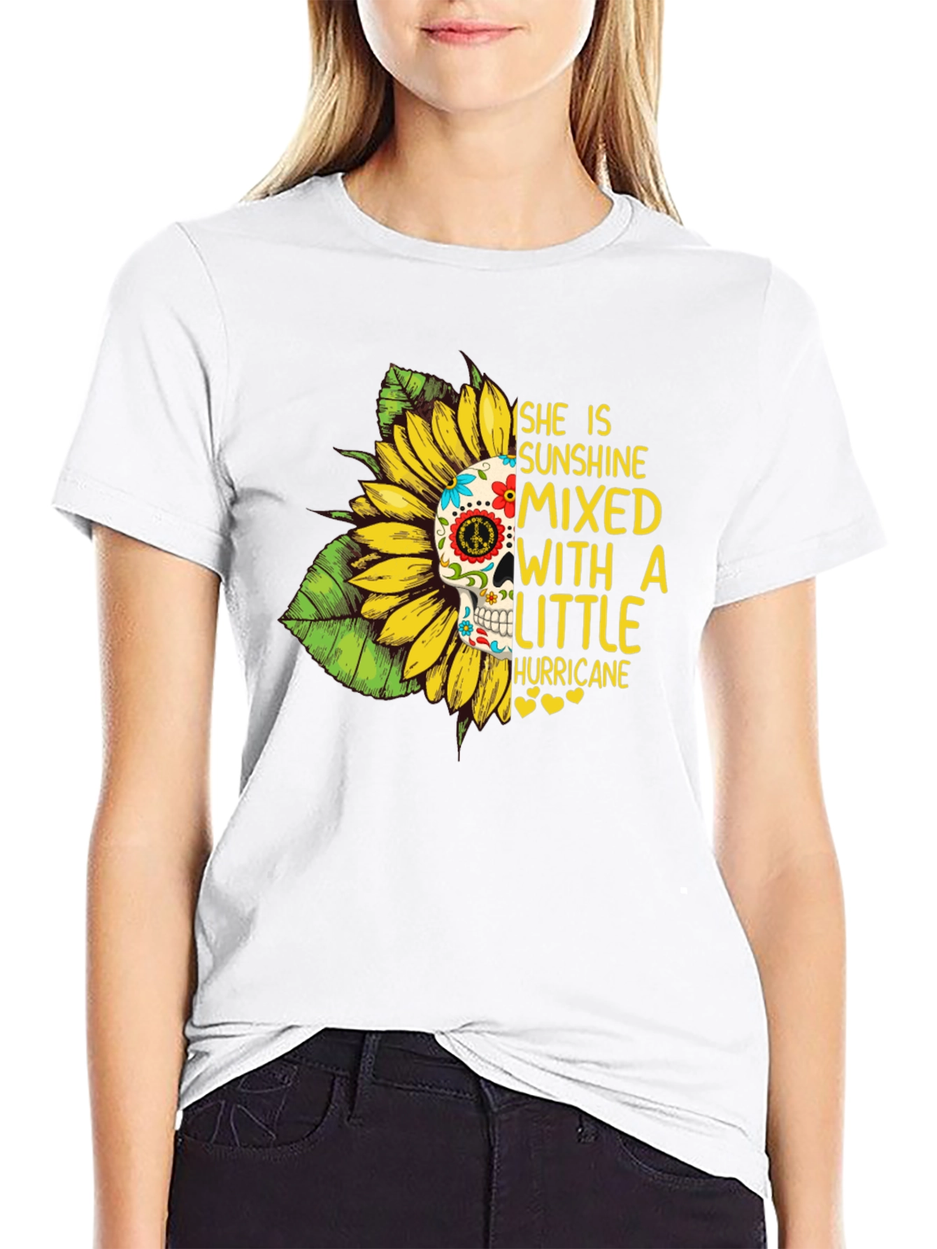 Sunflower Skull Graphic Tee - Sunshine & Hurricane