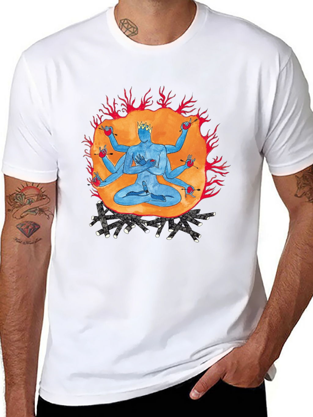 Multi-Armed Deity Graphic Black T-Shirt