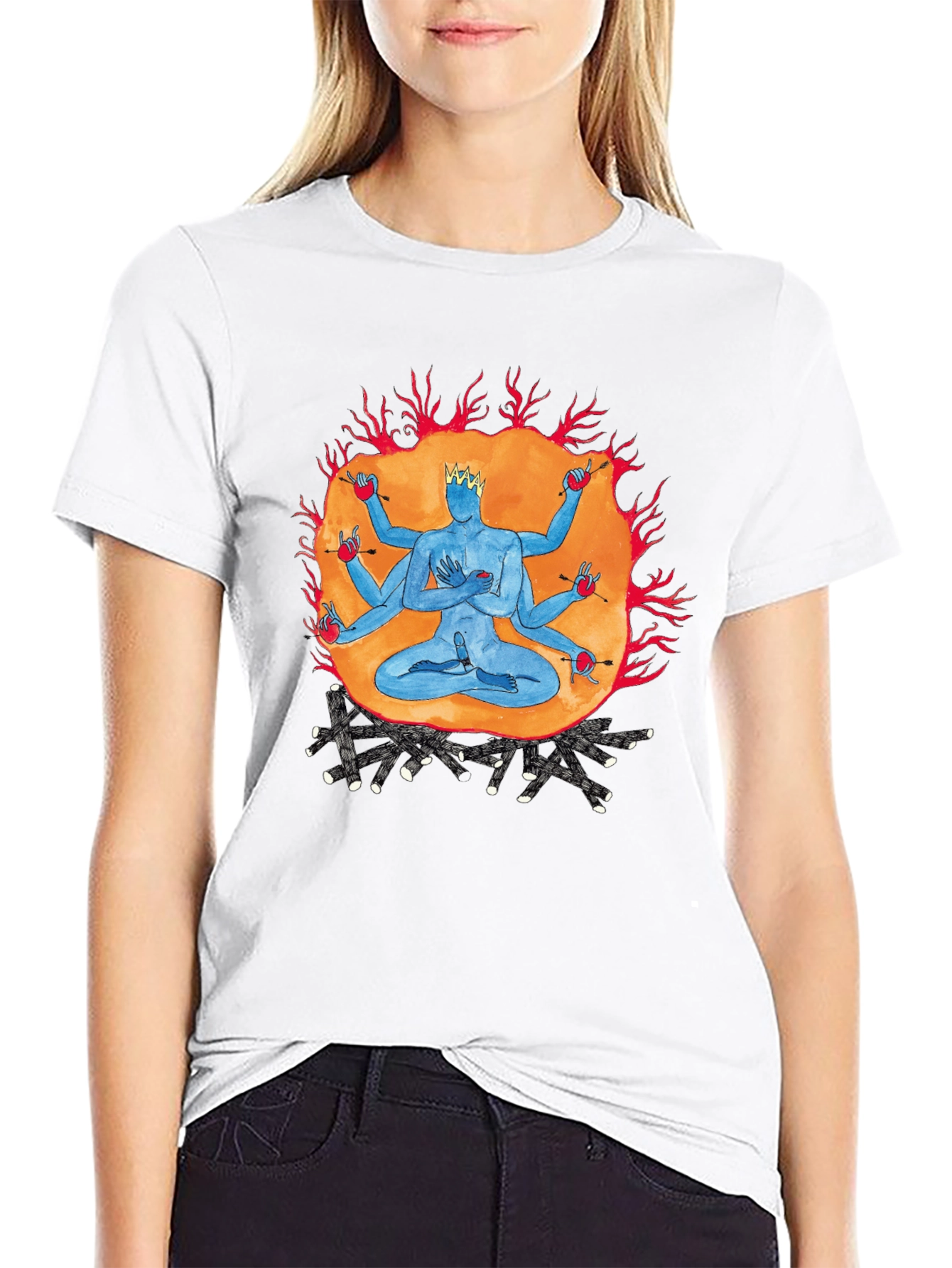 Multi-Armed Deity Graphic Black T-Shirt