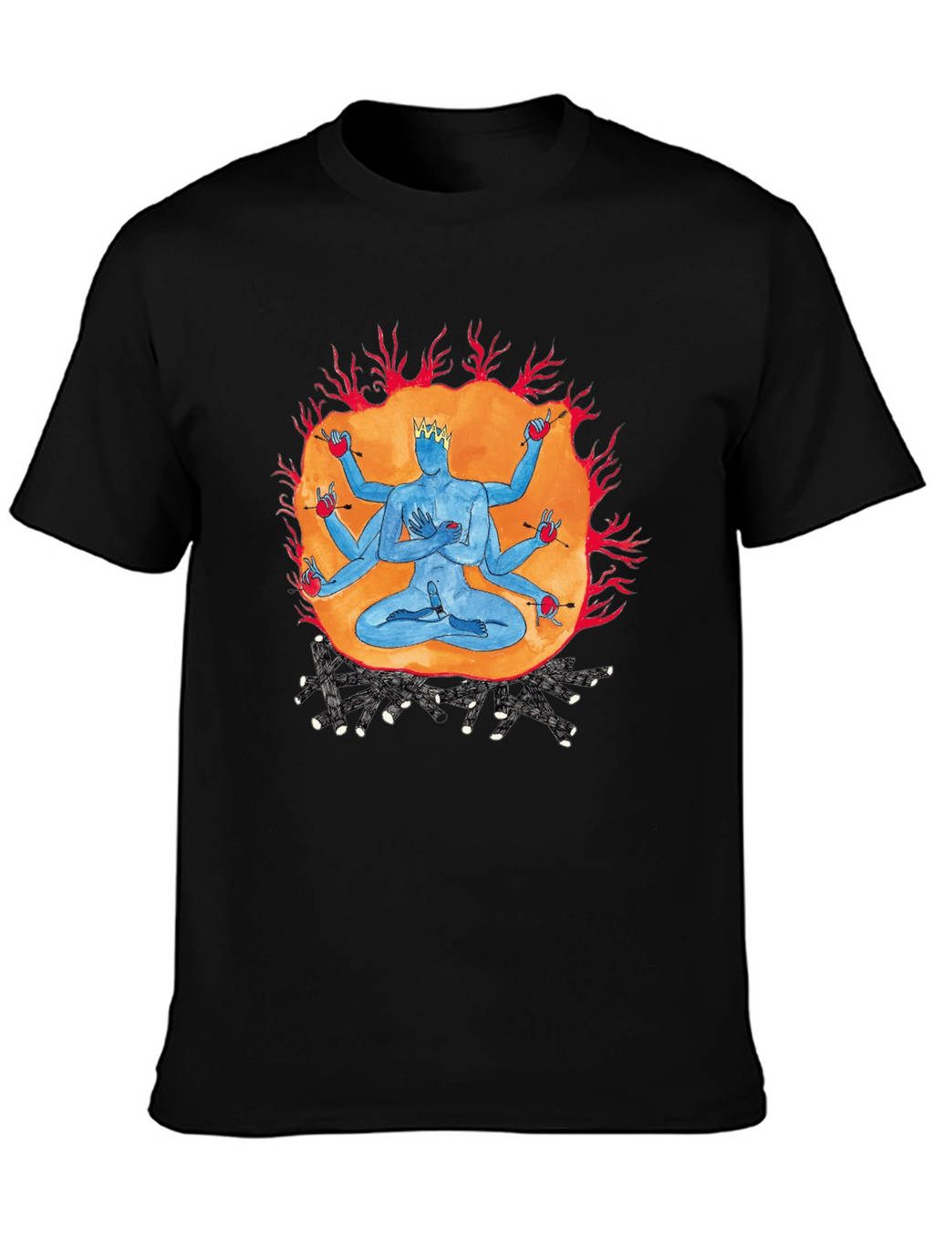 Multi-Armed Deity Graphic Black T-Shirt