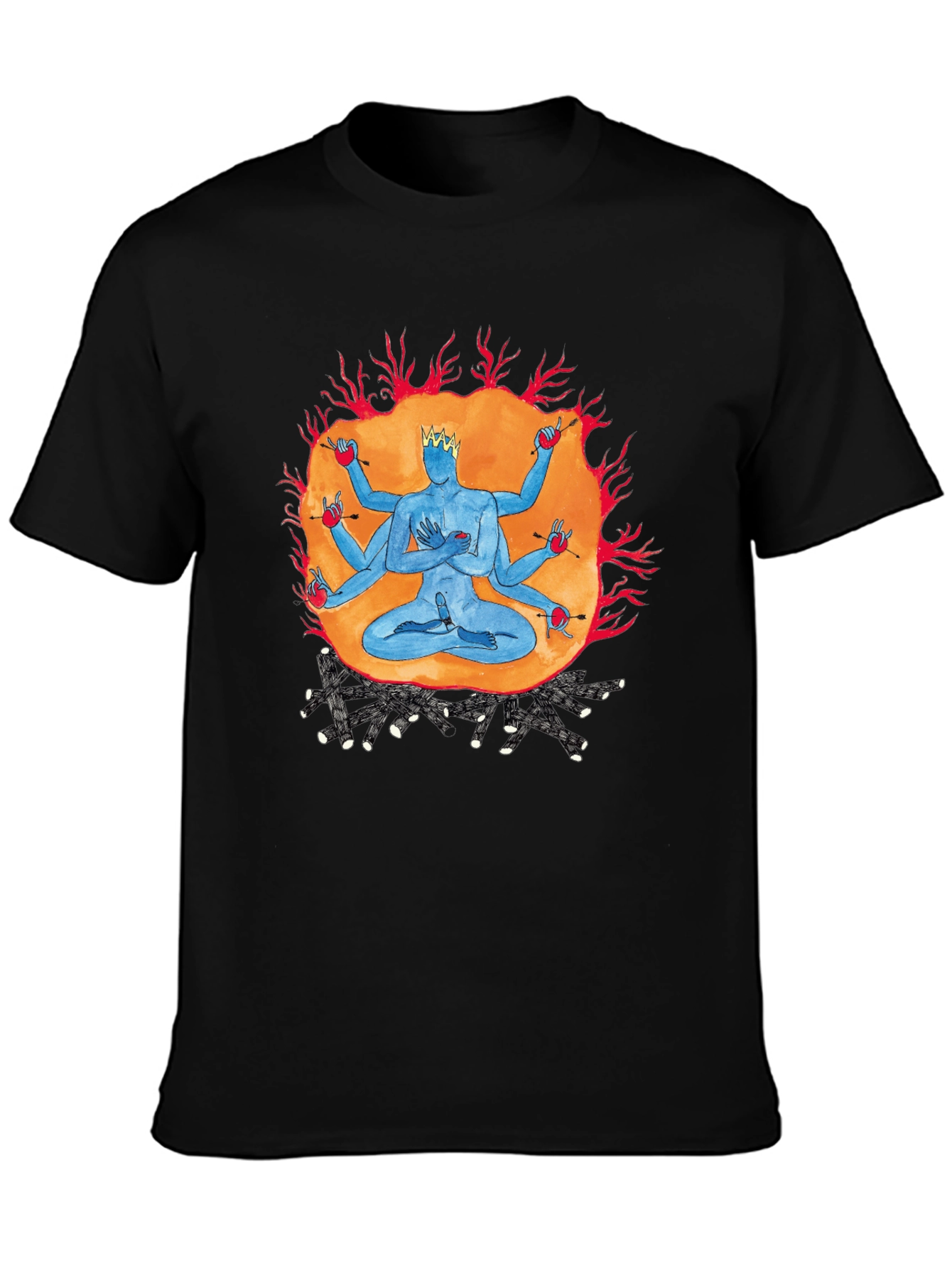 Multi-Armed Deity Graphic Black T-Shirt