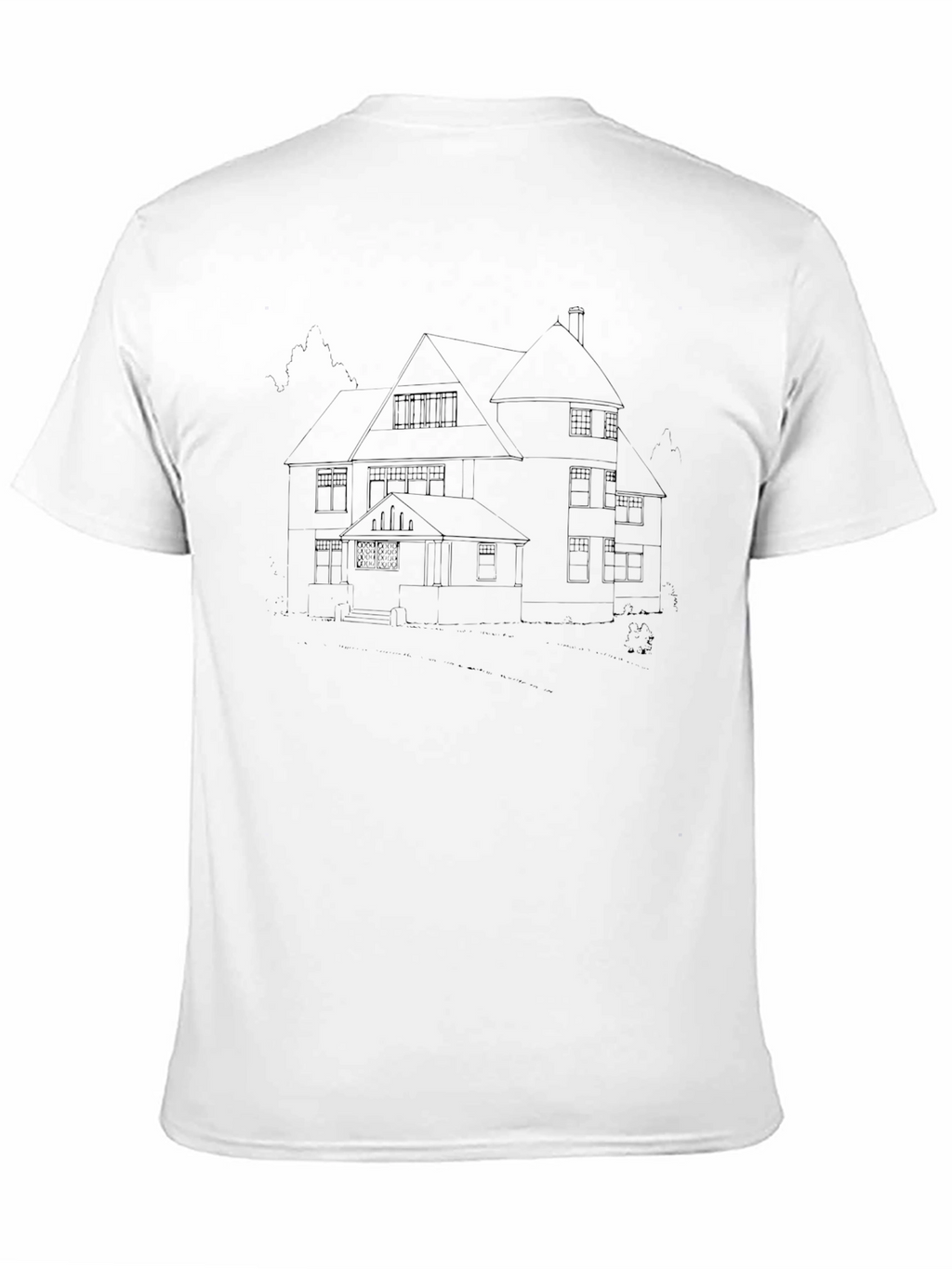 Modern House Outline Graphic Tee - Black