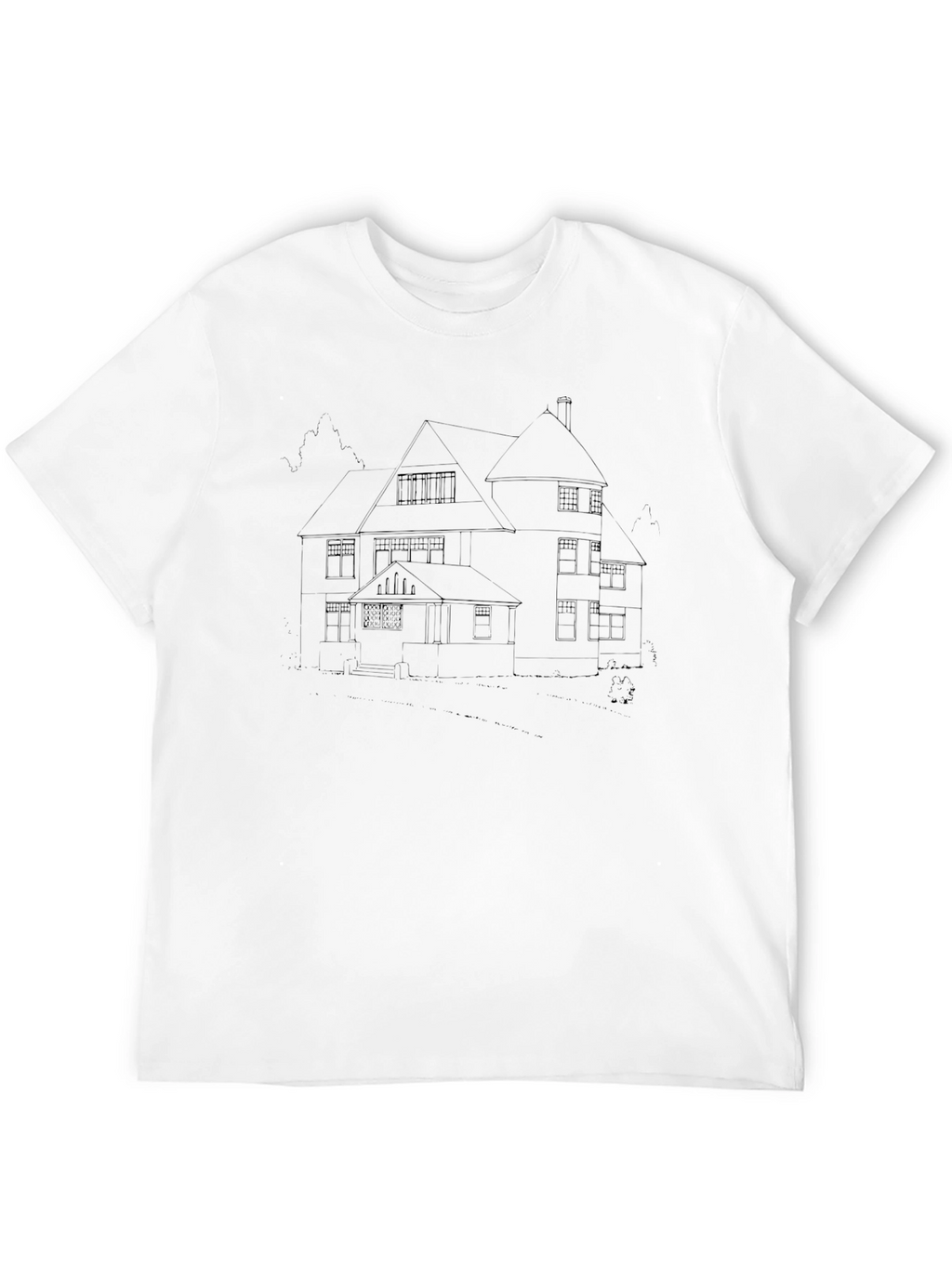 Modern House Outline Graphic Tee - Black