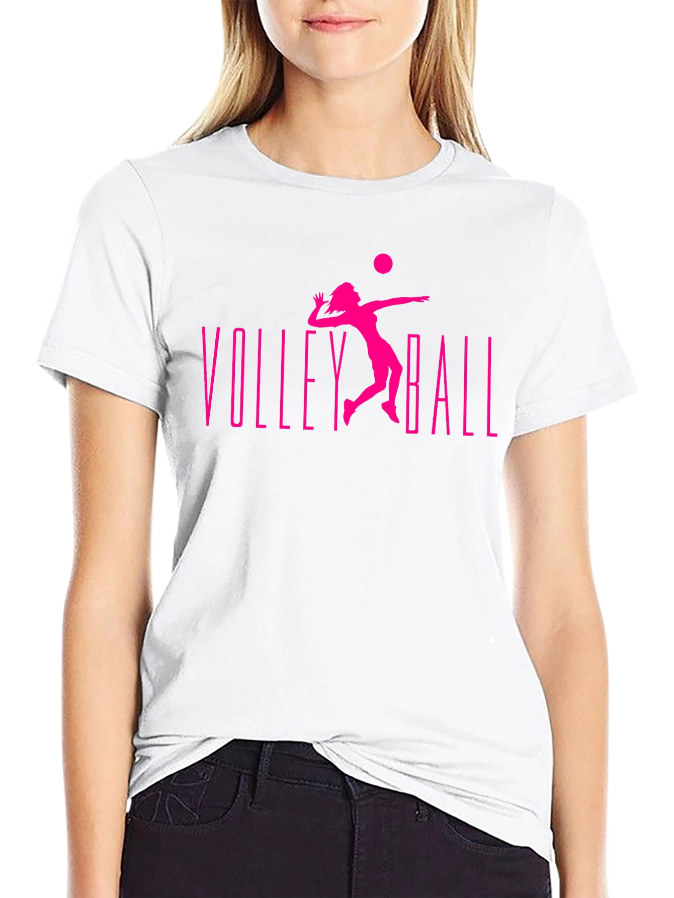 Volleyball Graphic Tee - Black Cotton T-Shirt