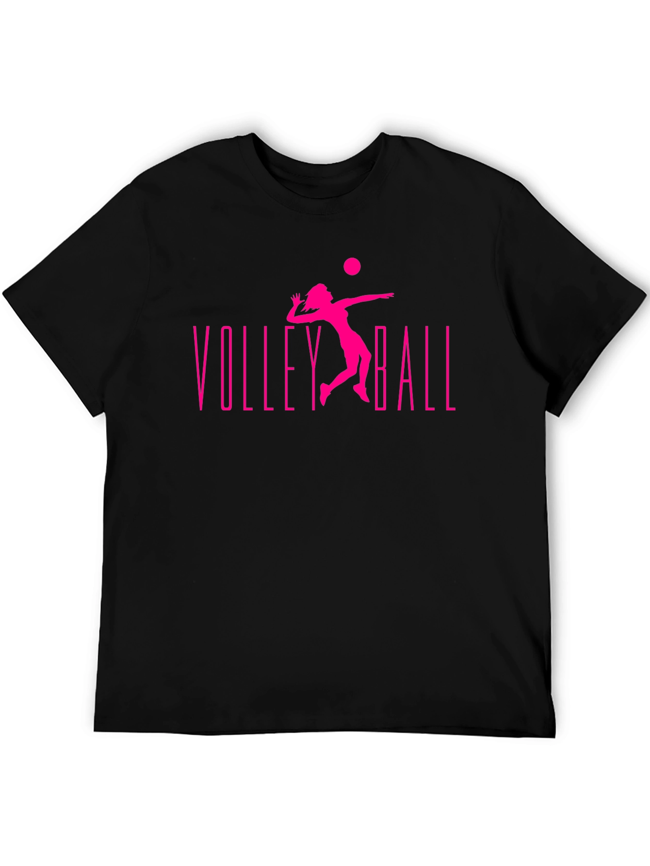 Volleyball Graphic Tee - Black Cotton T-Shirt