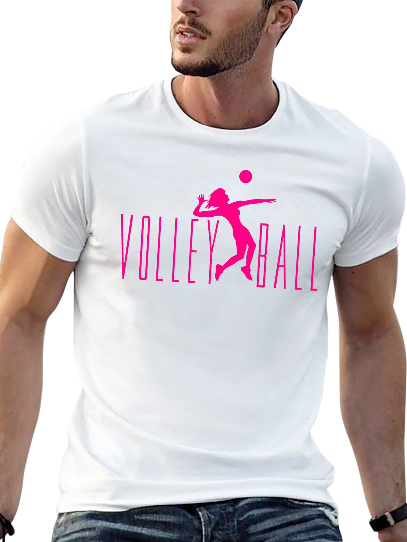 Volleyball Graphic Tee - Black Cotton T-Shirt