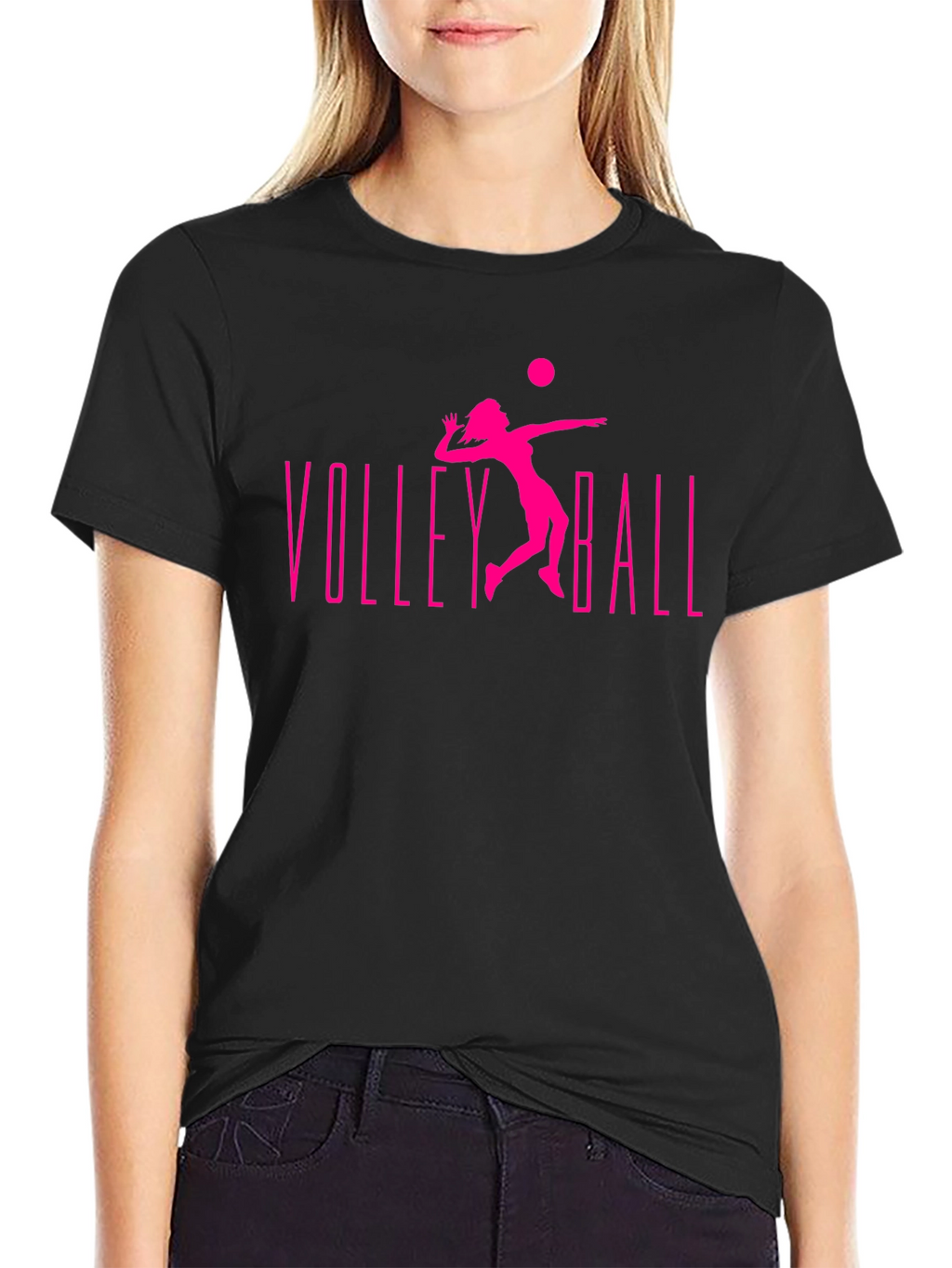 Volleyball Graphic Tee - Black Cotton T-Shirt