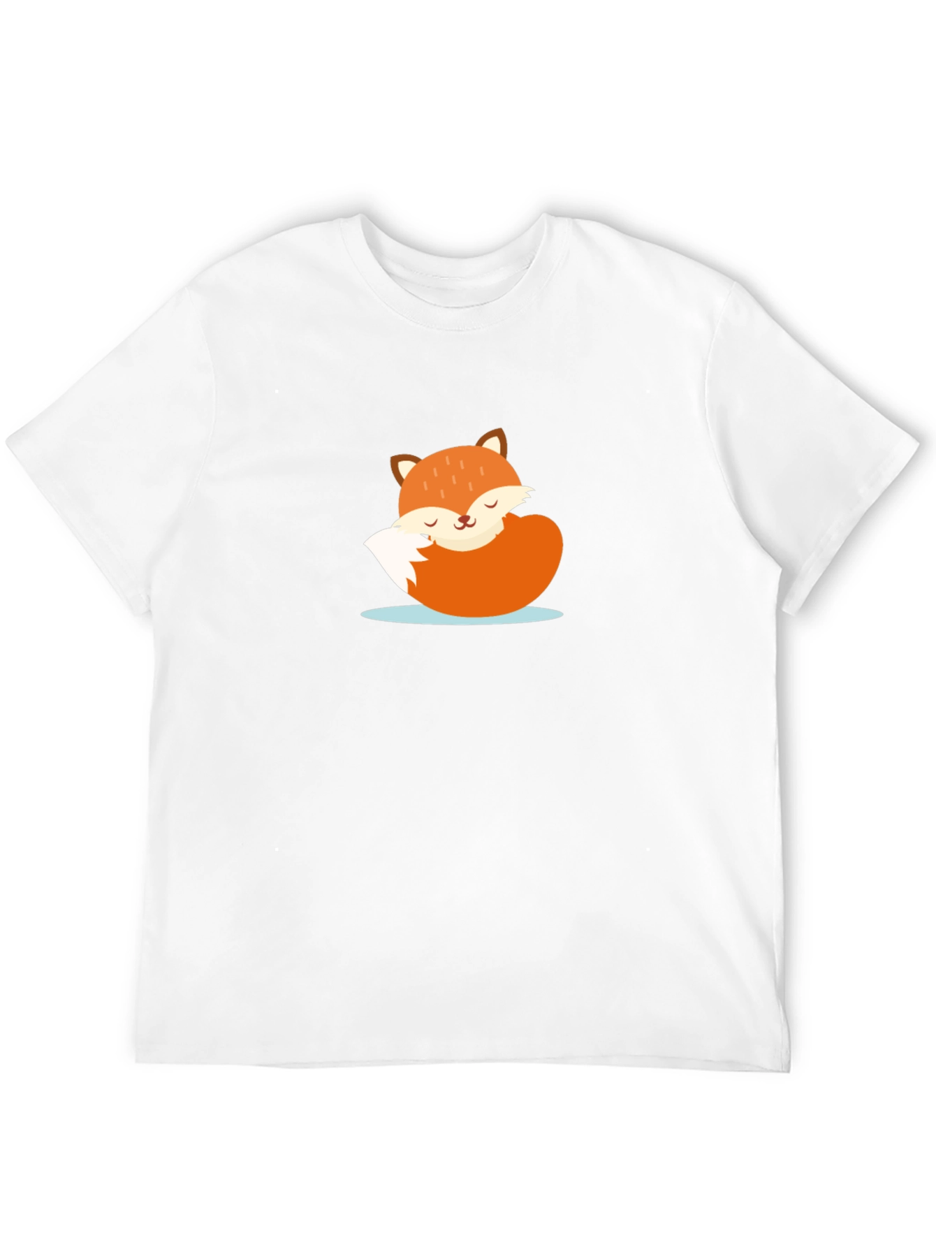 Cute Sleeping Fox Graphic Tee - Black Casual T-Shirt