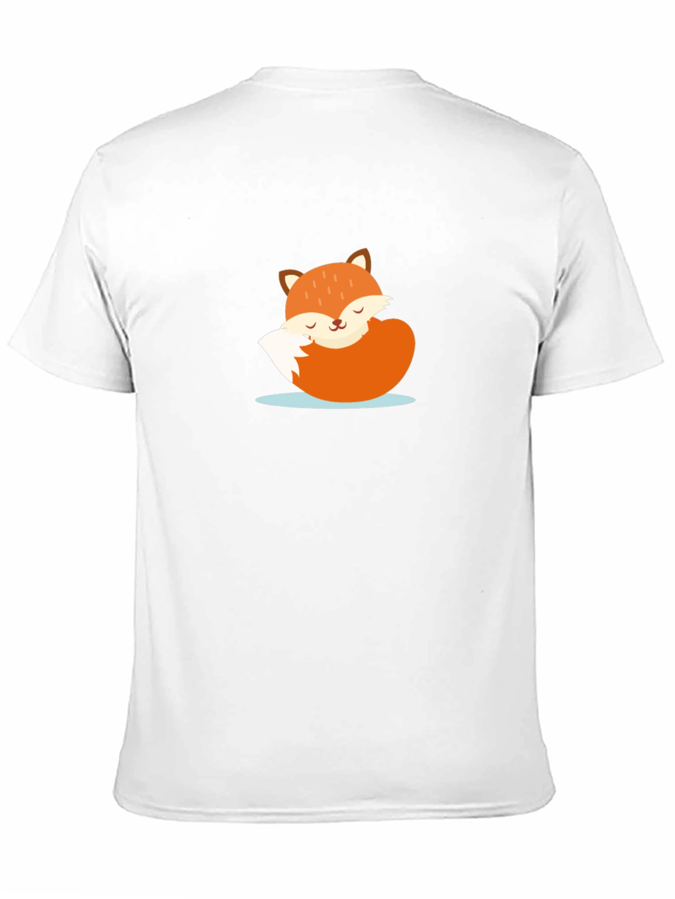 Cute Sleeping Fox Graphic Tee - Black Casual T-Shirt