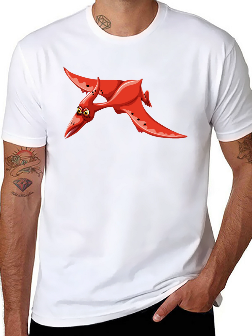 Red Pterodactyl Graphic Black T-Shirt