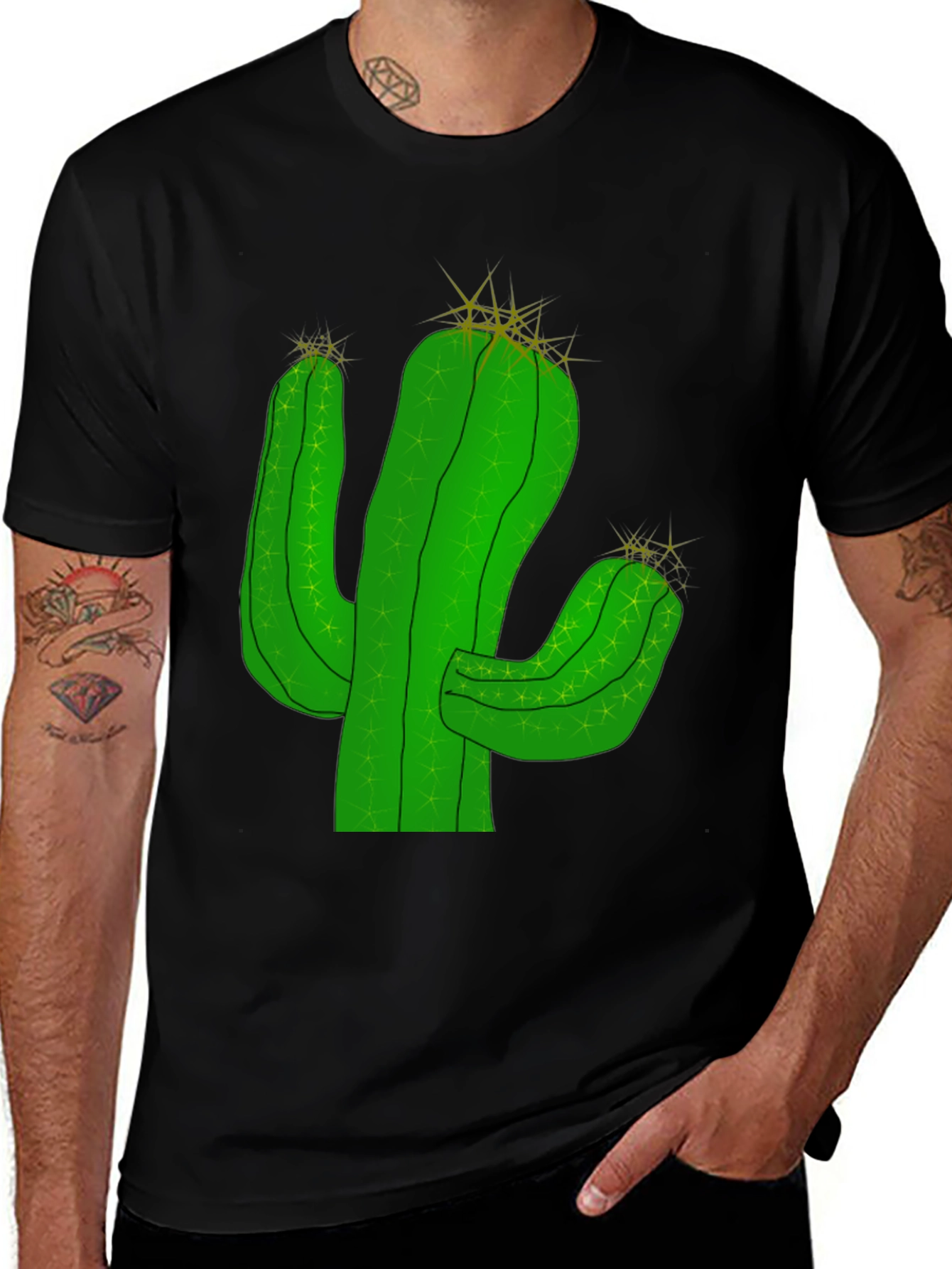 Cactus Graphic T-Shirt - Black