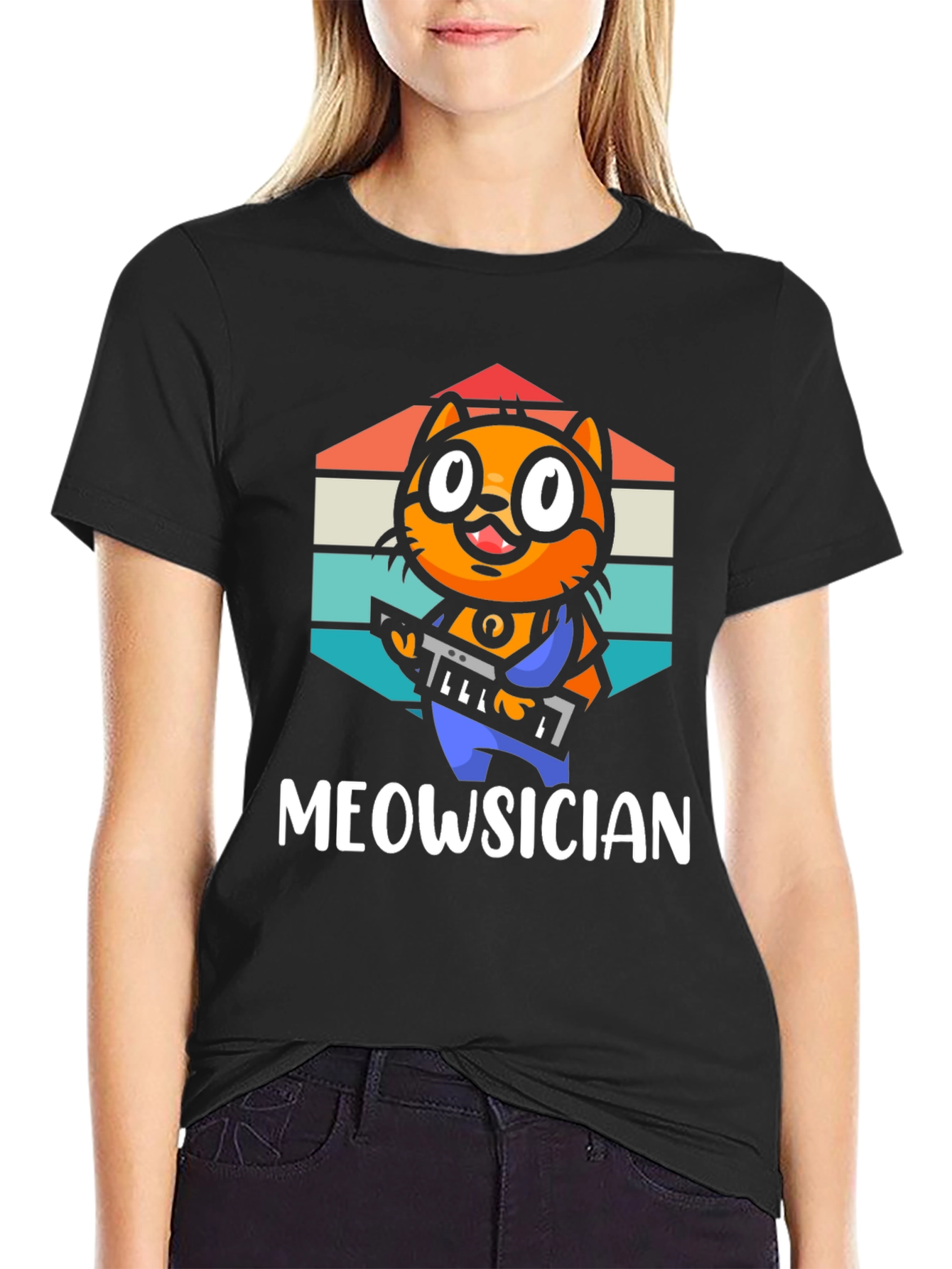 Meowsician Cat T-Shirt - Music Lover Tee