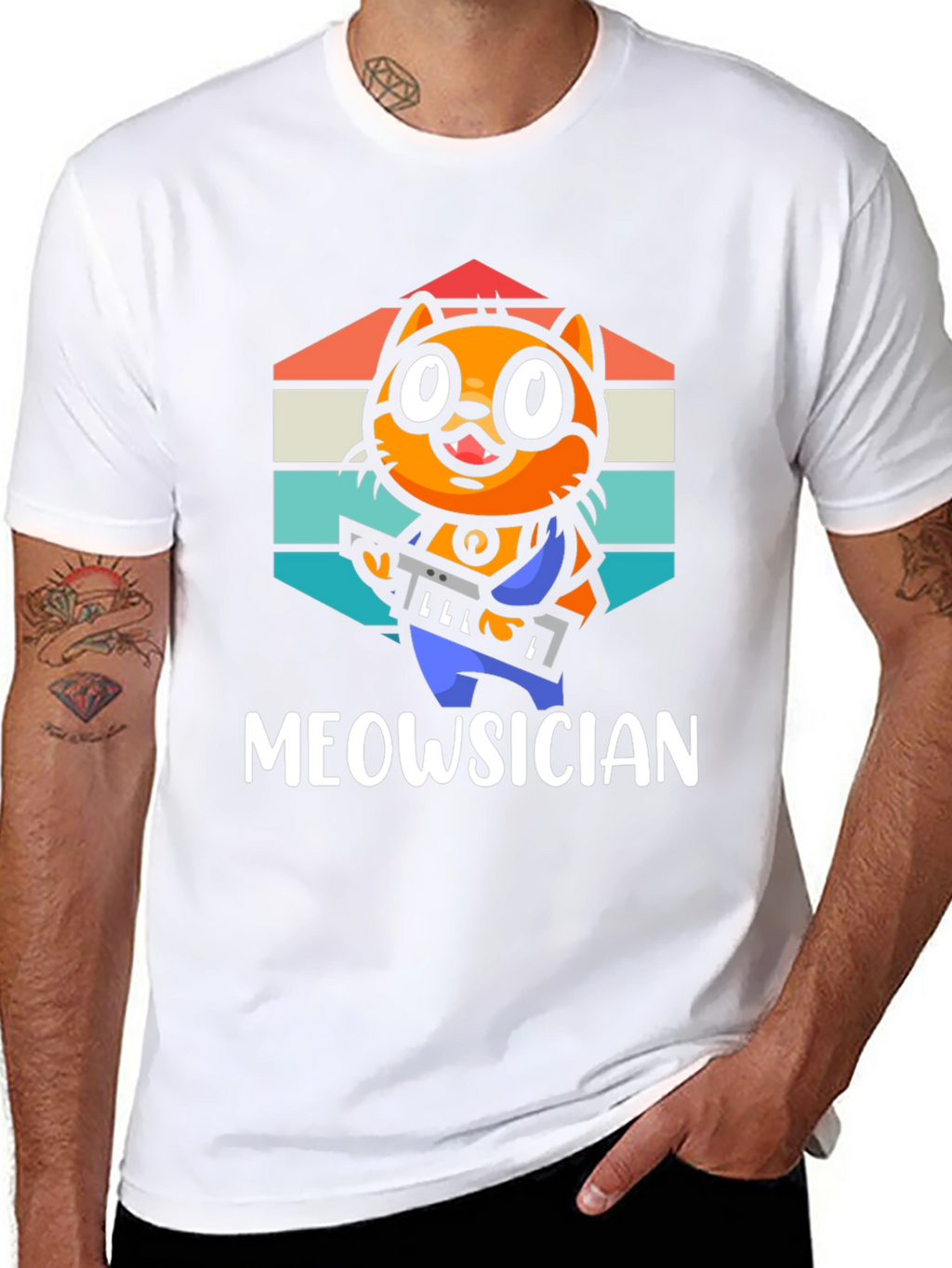 Meowsician Cat T-Shirt - Music Lover Tee