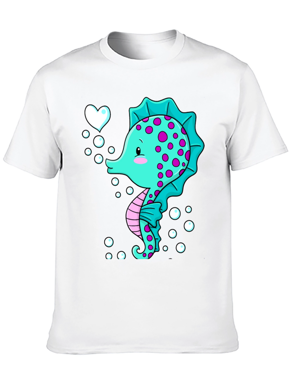 Cute Seahorse Graphic Tee - Black Cotton T-Shirt