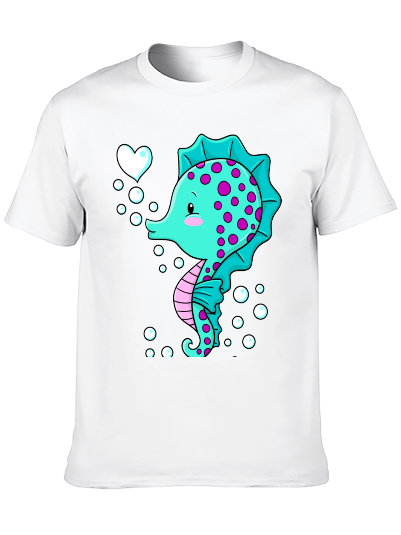Cute Seahorse Graphic Tee - Black Cotton T-Shirt