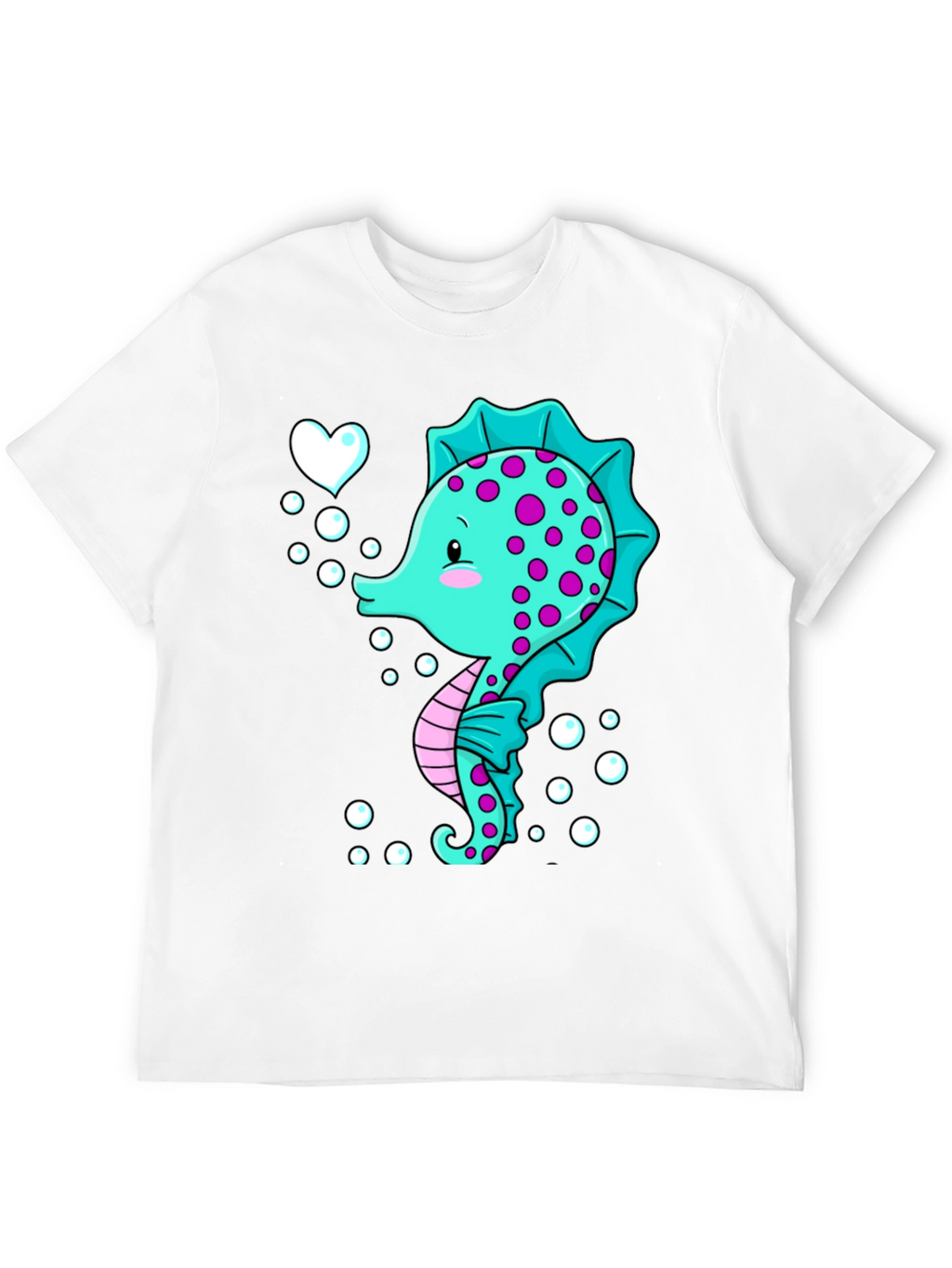 Cute Seahorse Graphic Tee - Black Cotton T-Shirt