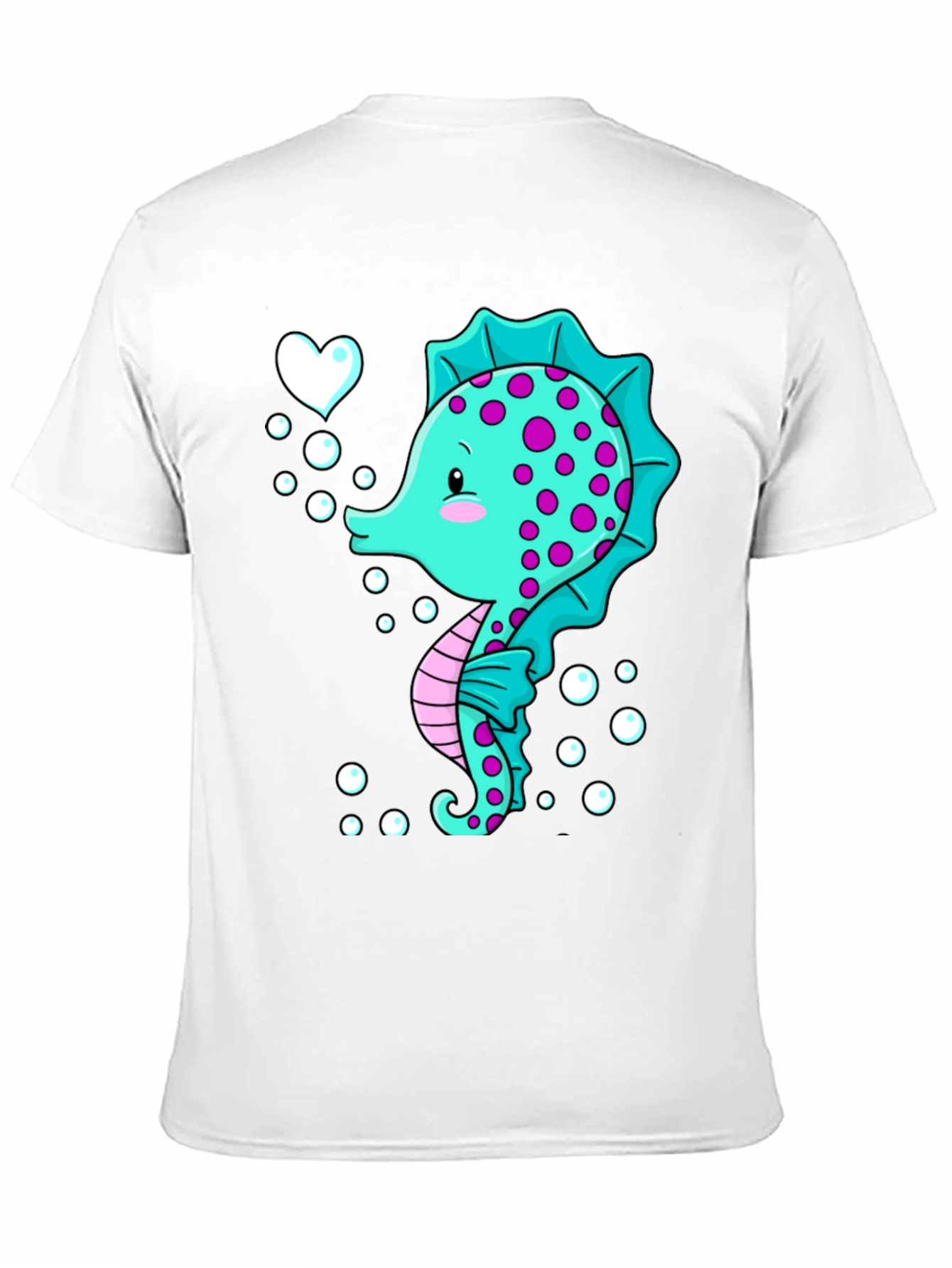 Cute Seahorse Graphic Tee - Black Cotton T-Shirt